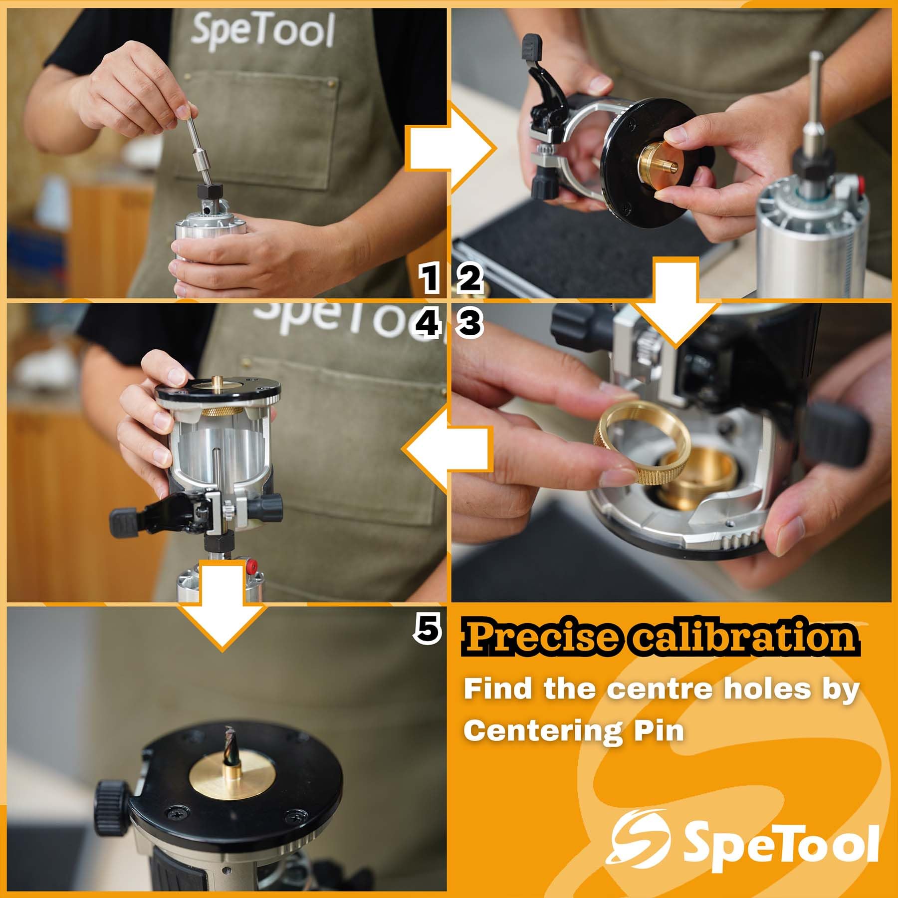 SpeTool Brass Router Template Bushing Guide Set