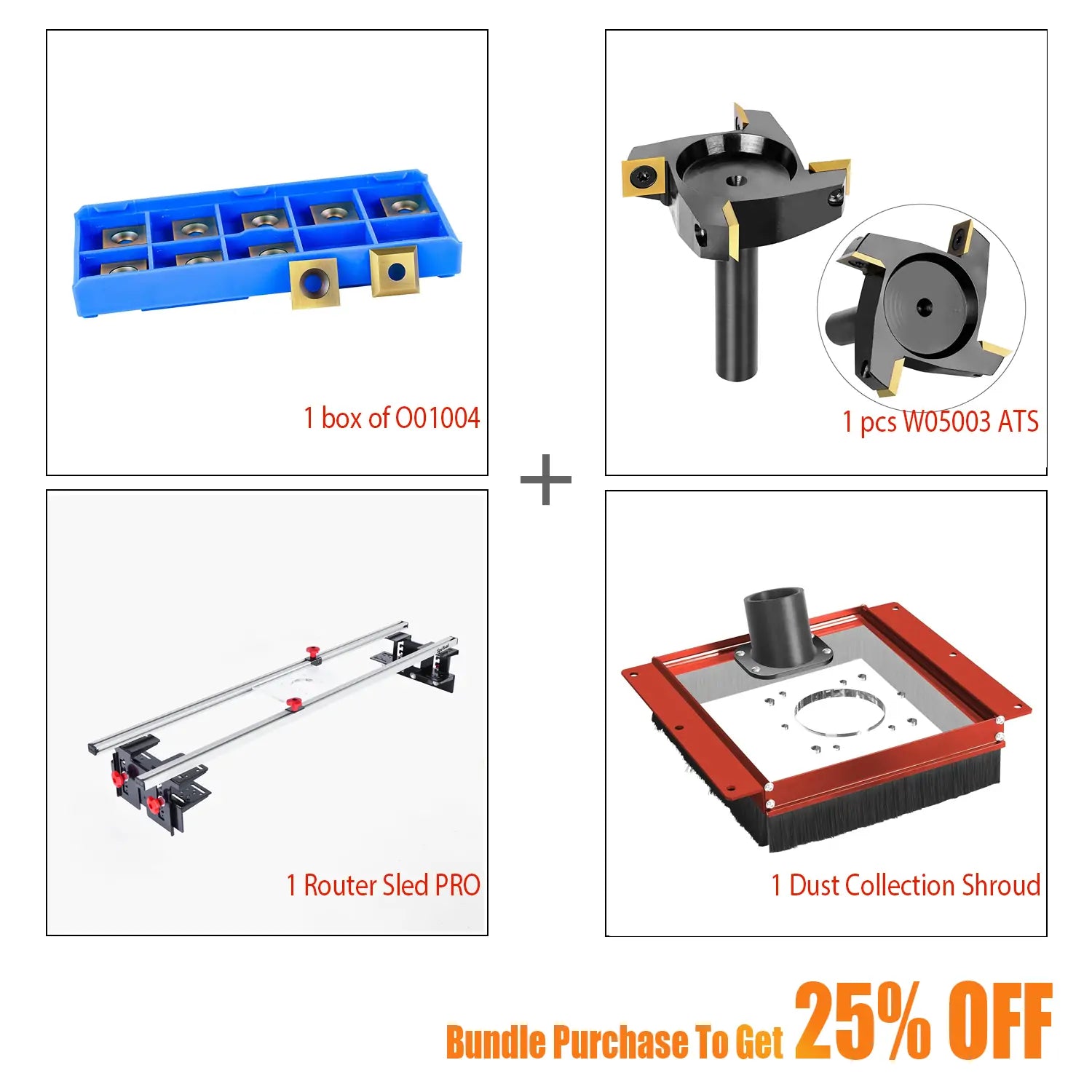 SpeTool S01001 Router Sled & S01002 Dust Collection Shroud & W05003 ATS Surfacing Bit & O01004 Blades Bundle Set