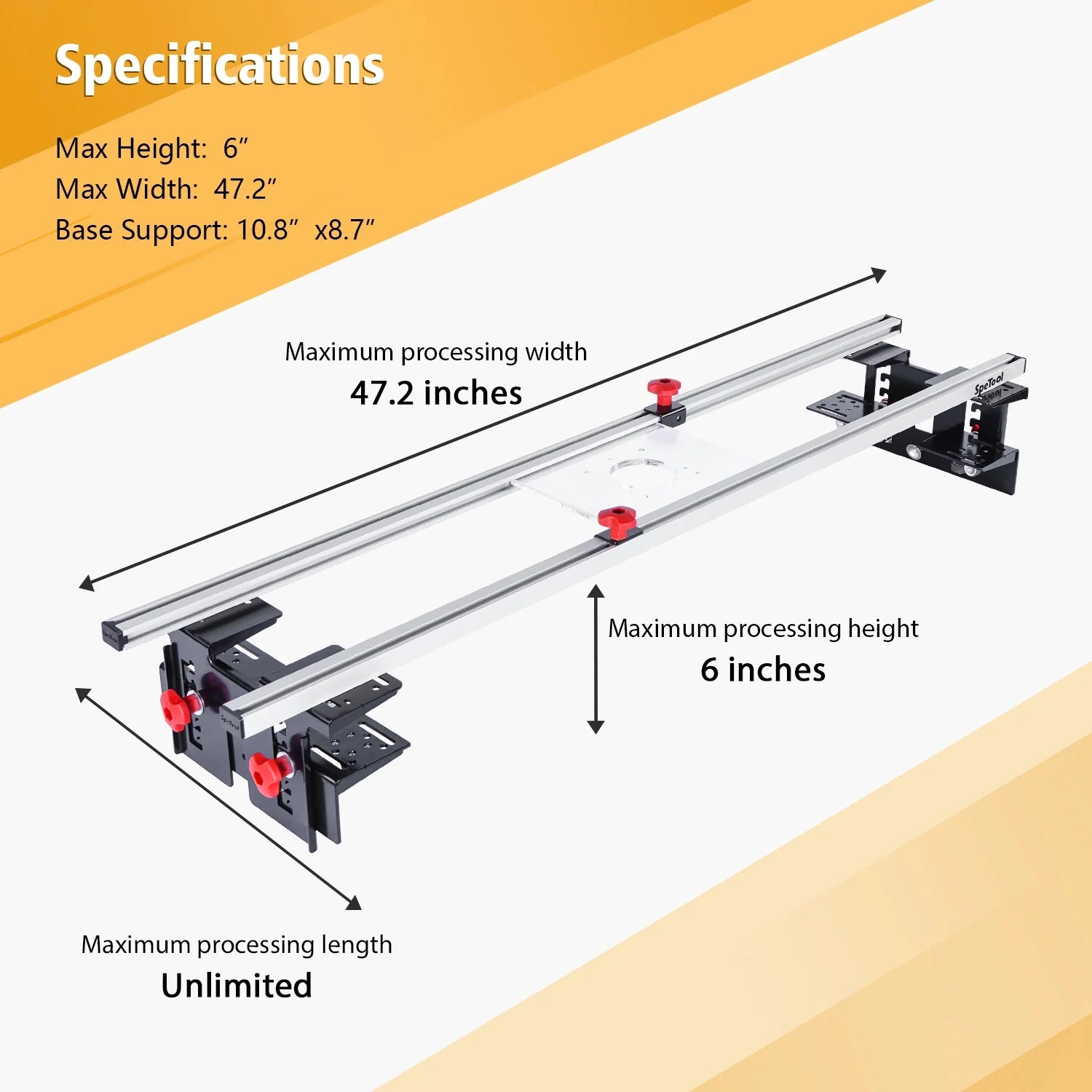SpeTool Router Sled for Slab Flattening Maximum processing width 120cm