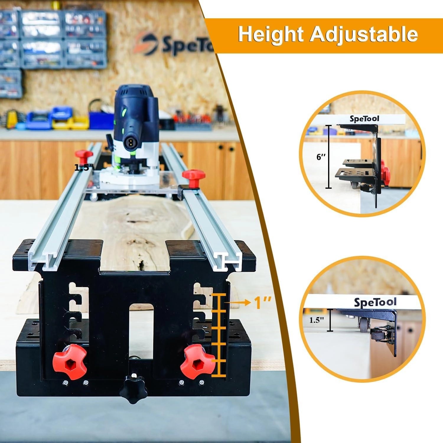 SpeTool Cratos S01001 PRO Router Sled – The Go-To Tool for Perfectly Flat Wood Slabs
