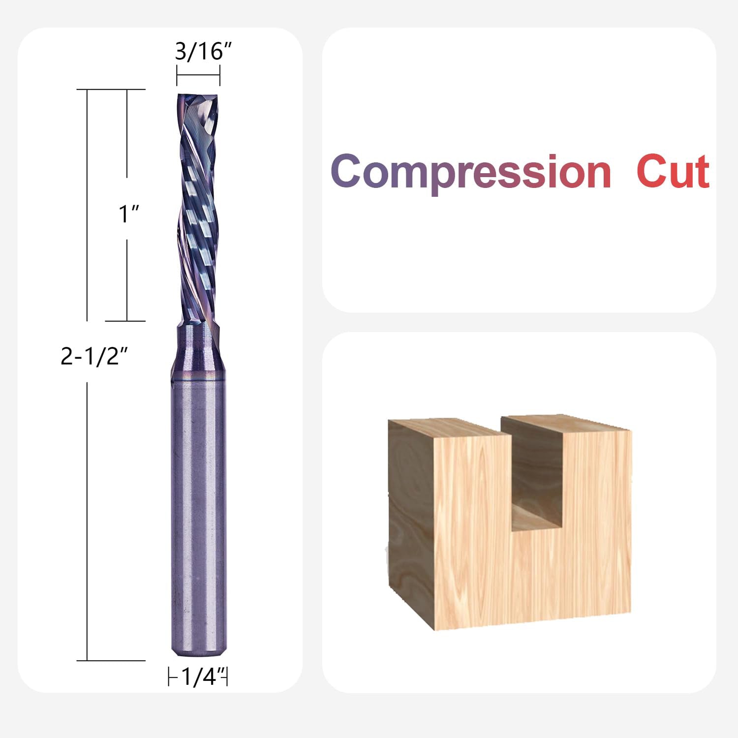 SpeTool Extra Tool Life Compression Spiral 3/16 Dia 1/4 Shank Router bit