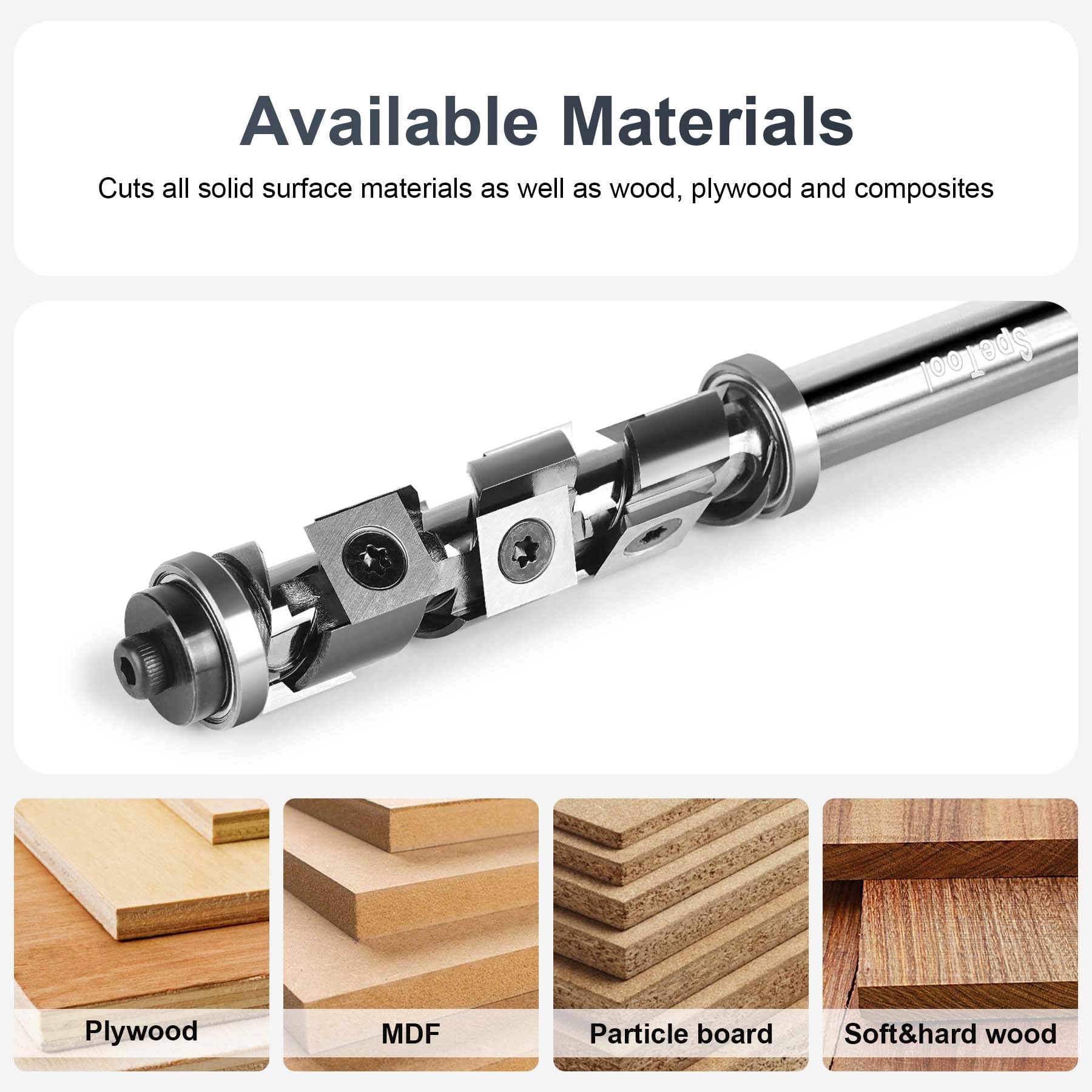 SpeTool Ranger 3/4" D 2-1/2" CL 1/2" S Carbide Insert Flush Trim Router Bit