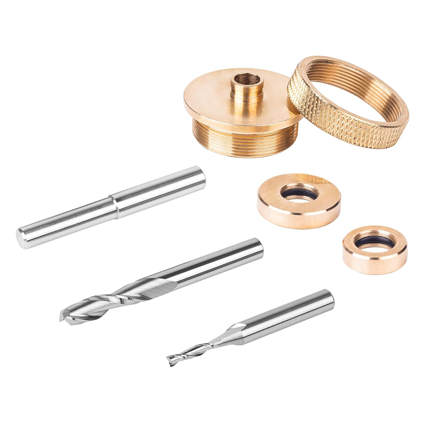SpeTool Solid Brass Router Inlay Kit Router Bits, Bushing Guide & Collars