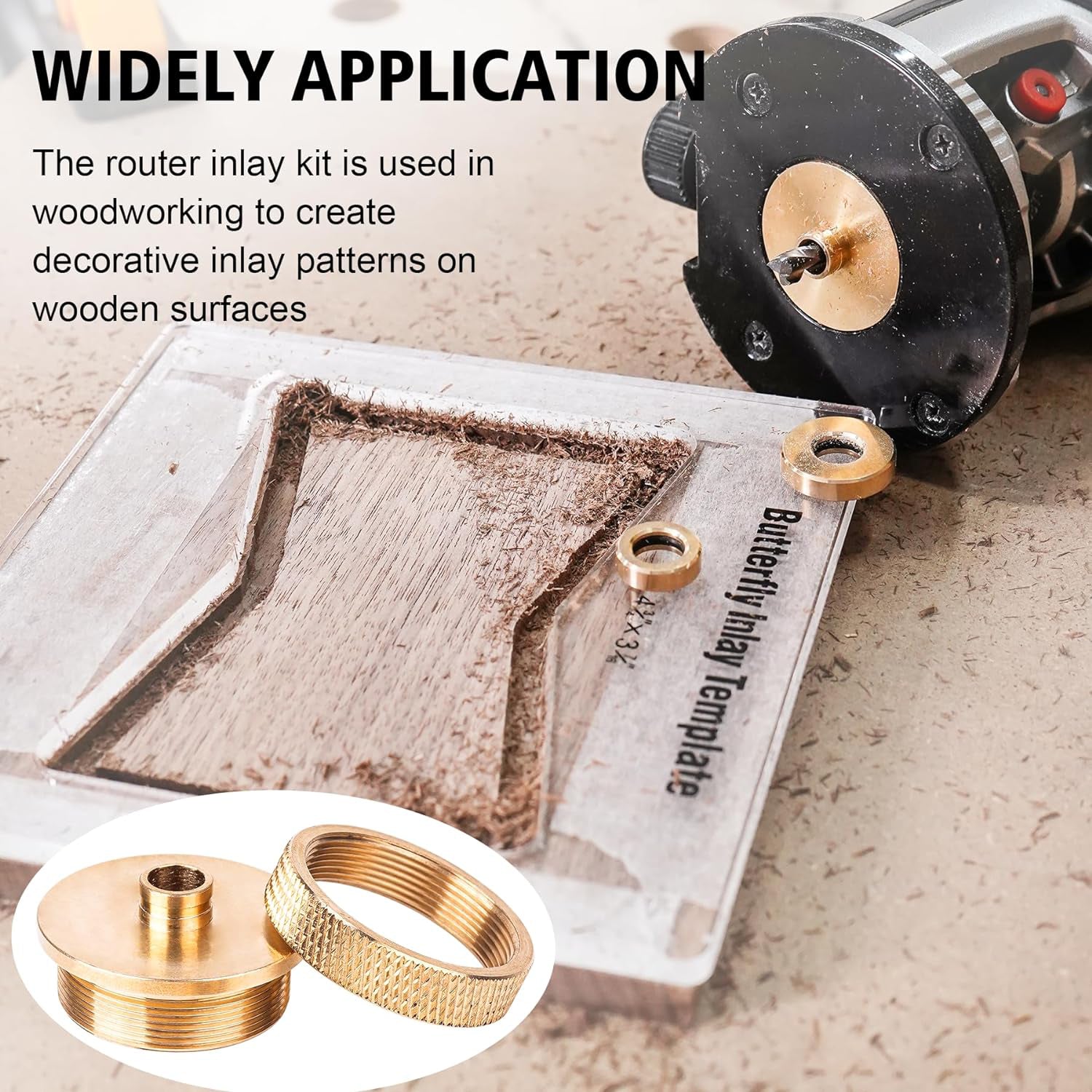 SpeTool Solid Brass Router Inlay Kit Router Bits, Bushing Guide & Collars