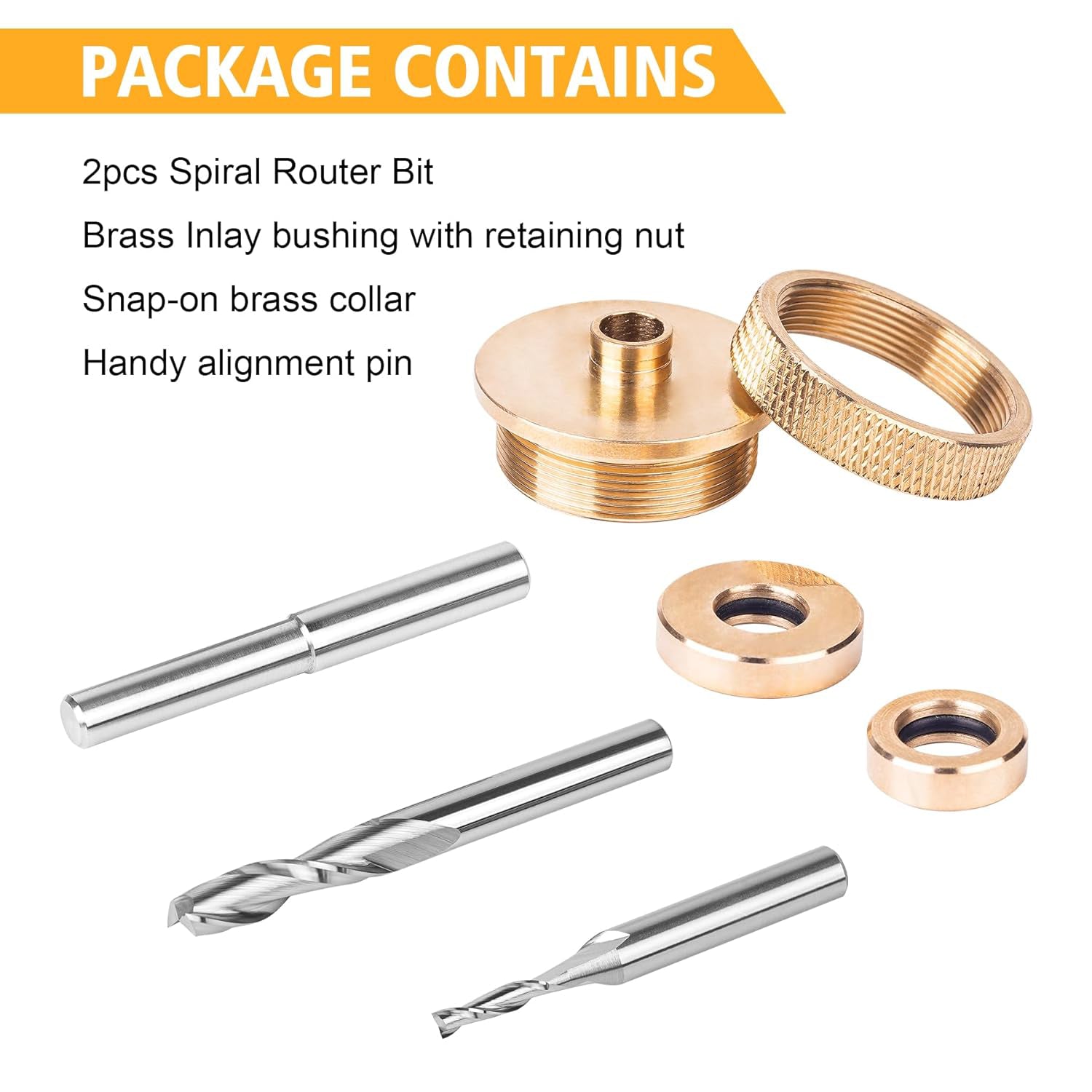 SpeTool Router Bits Solid Brass Router Inlay Kit Bushing Guide Set