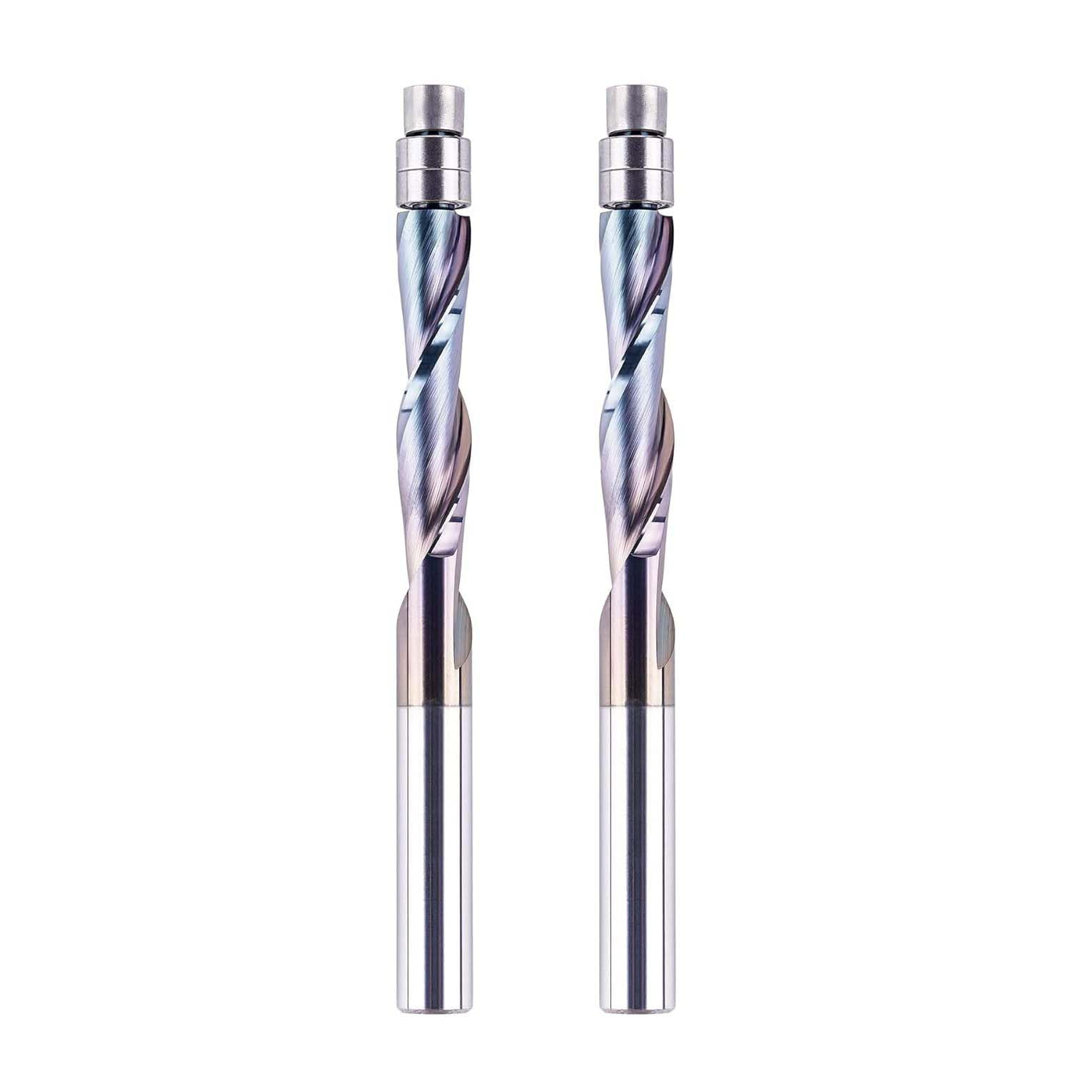 SpeTool W07004 SPE-X Extra Tool Life Coated Carburo sólido Corte al ras 1/4" de diámetro x 1/4" Vástago x 1-1/8" Longitud de corte x 3" Broca enrutadora extra larga