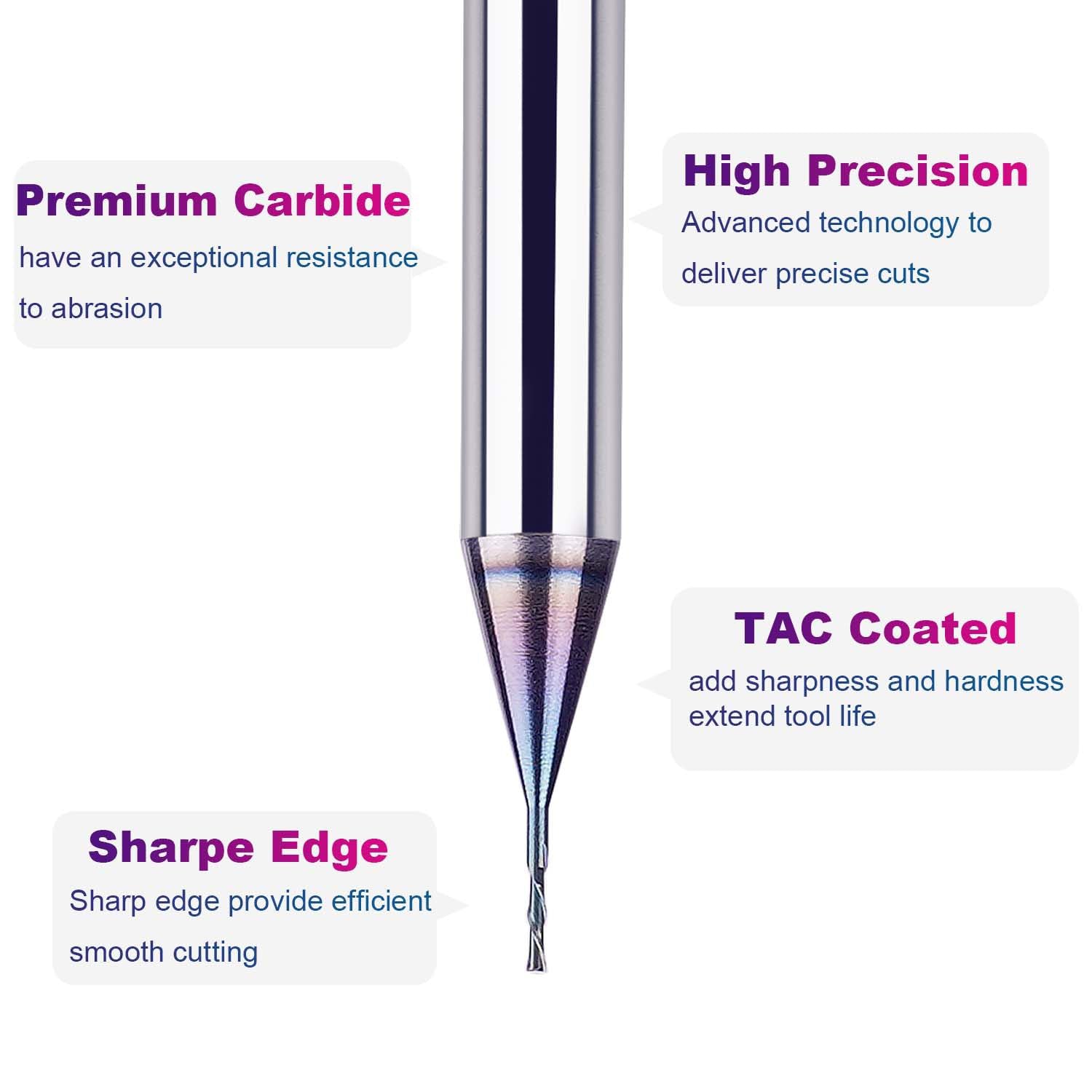 SpeTool Small 1/32 DIA Downcut End Mill 1/4 Shank Carbide SPE-X Router Bit