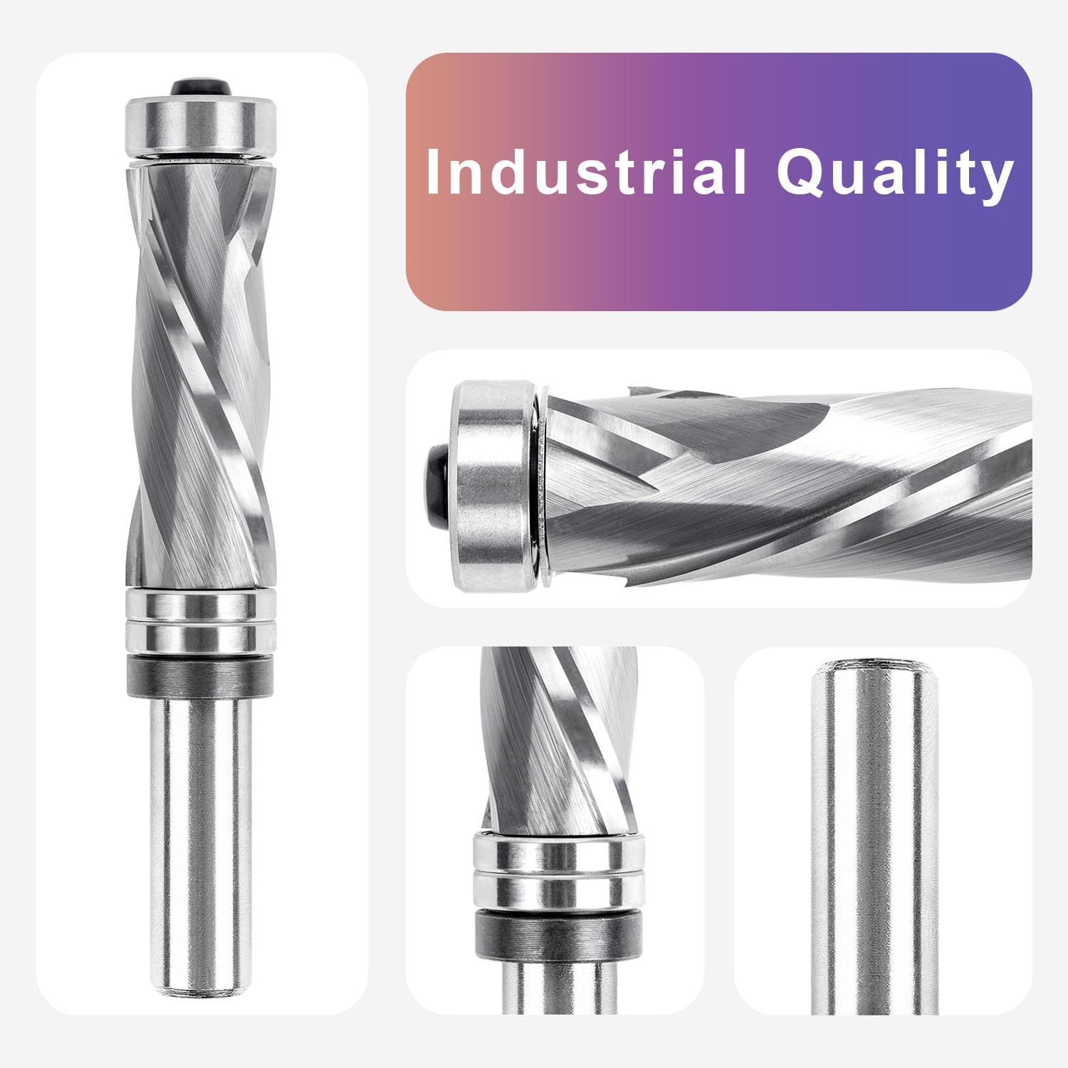 Spetool 3/4″ Spiral Compression Flush Trim Router Bit | 1/2″ Shank Dual Bearing Application Image