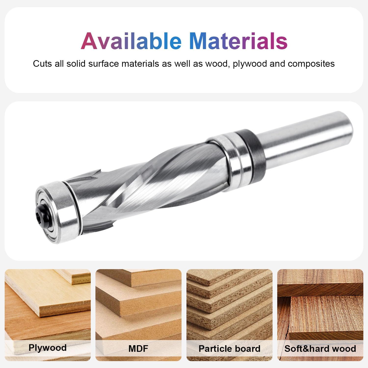 Spetool 3/4″ Spiral Compression Flush Trim Router Bit | 1/2″ Shank Dual Bearing Application Image