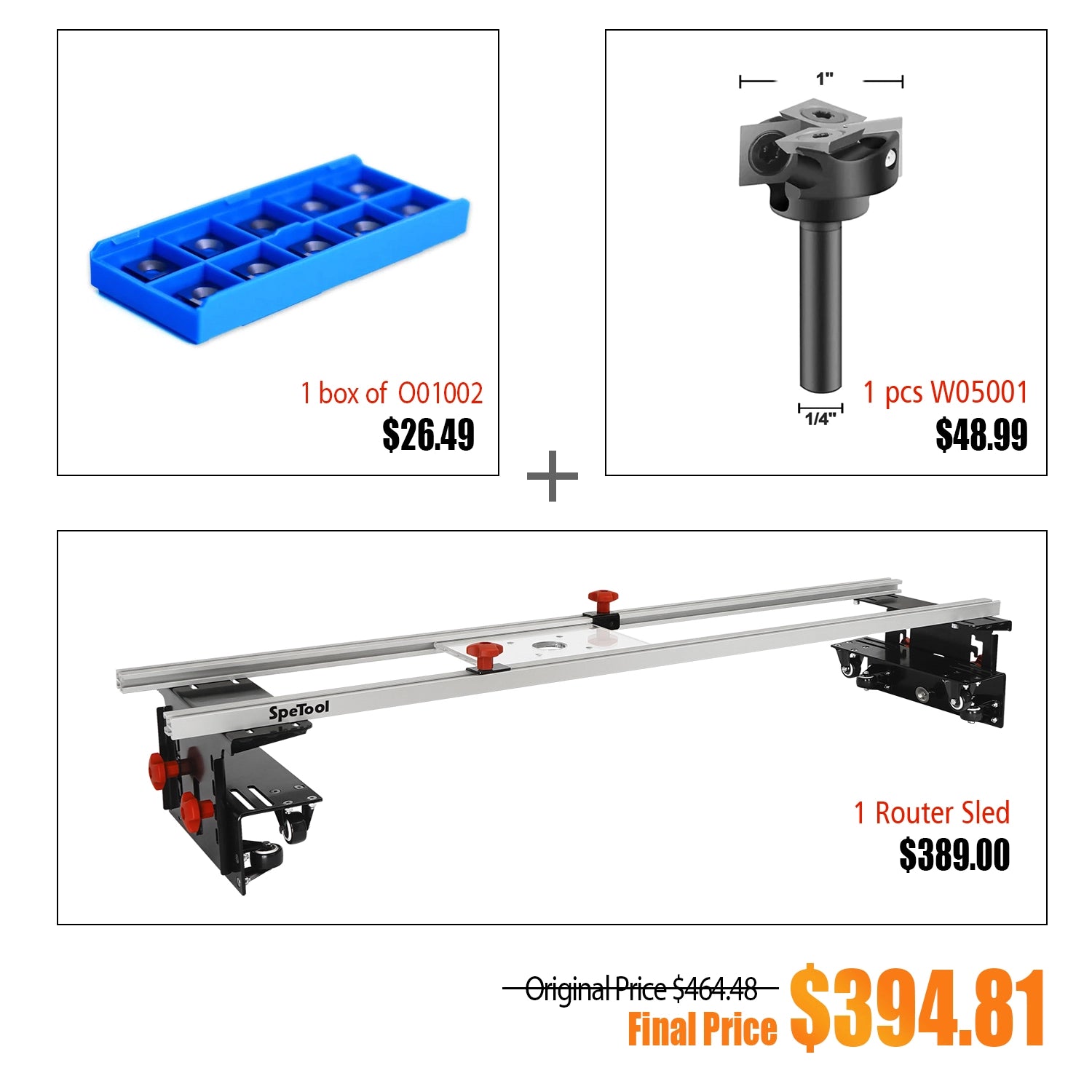 !!!【Pre-ordering】Bundle buying Save Up To $74 | SpeTool Cratos S01001 Machinist-Grade Router Sled & Spoilboard Surfacing Bits & Carbide Insert Kits