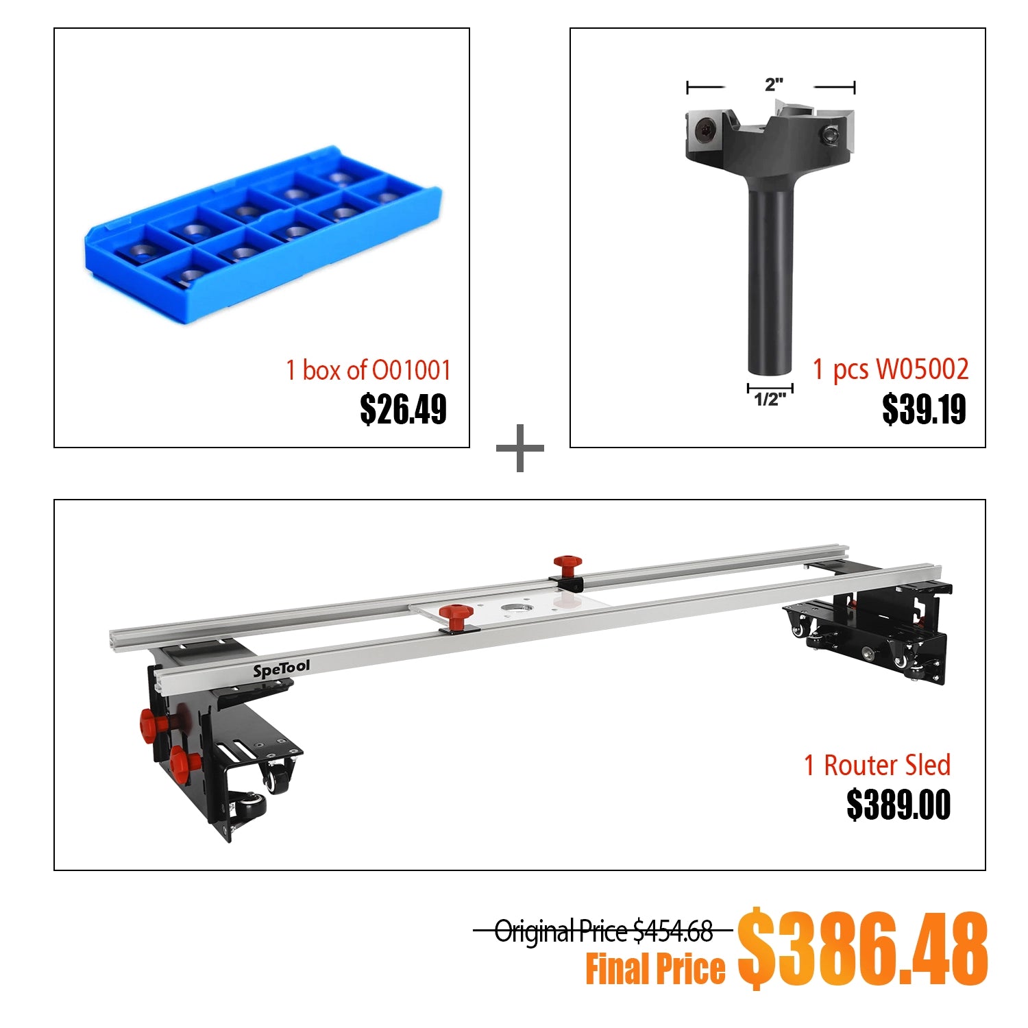 !!!【Pre-ordering】Bundle buying Save Up To $74 | SpeTool Cratos S01001 Machinist-Grade Router Sled & Spoilboard Surfacing Bits & Carbide Insert Kits-3