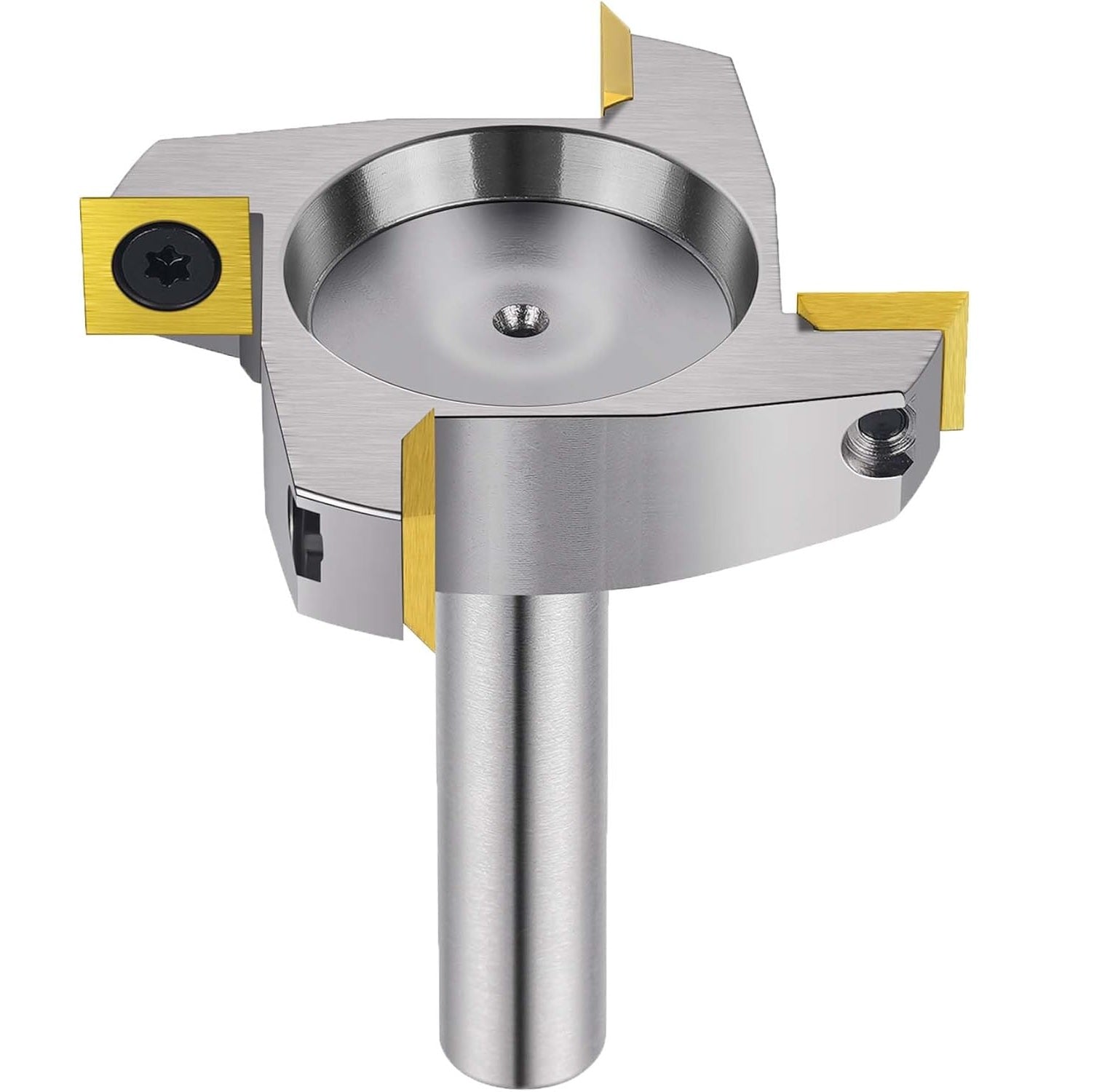 SpeTool W05003 Nickel Plating CNC Spoilboard ATS Coated Insert Carbide 4 Wing, Surfacing, Planing, Flycutting & Slab Leveler 2-1/2" Diameter x 1/2" Shank Router Bit