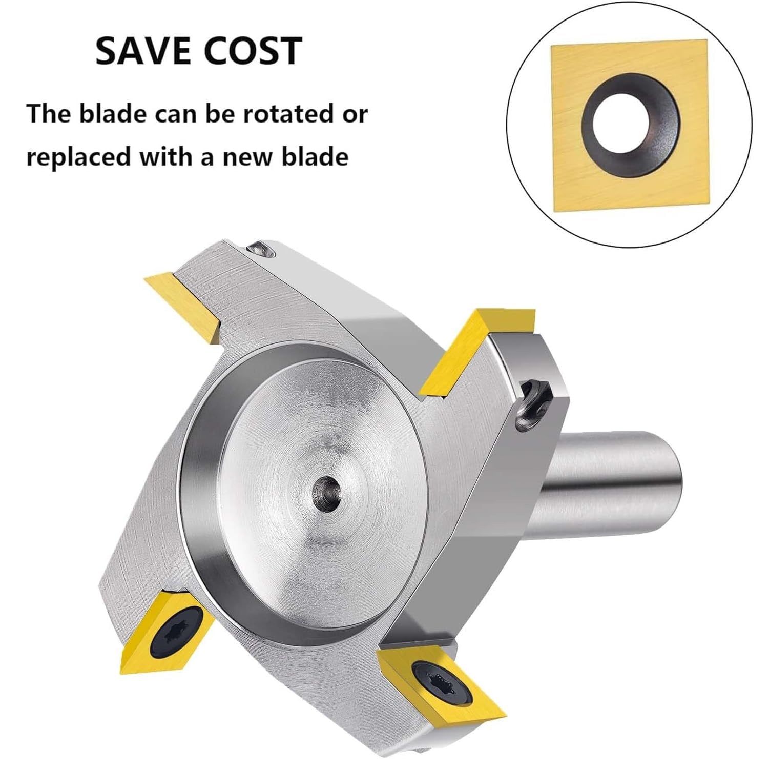 SpeTool W05003 Nickel Plating CNC Spoilboard ATS Coated Insert Carbide 4 Wing, Surfacing, Planing, Flycutting & Slab Leveler 2-1/2" Diameter x 1/2" Shank Router Bit