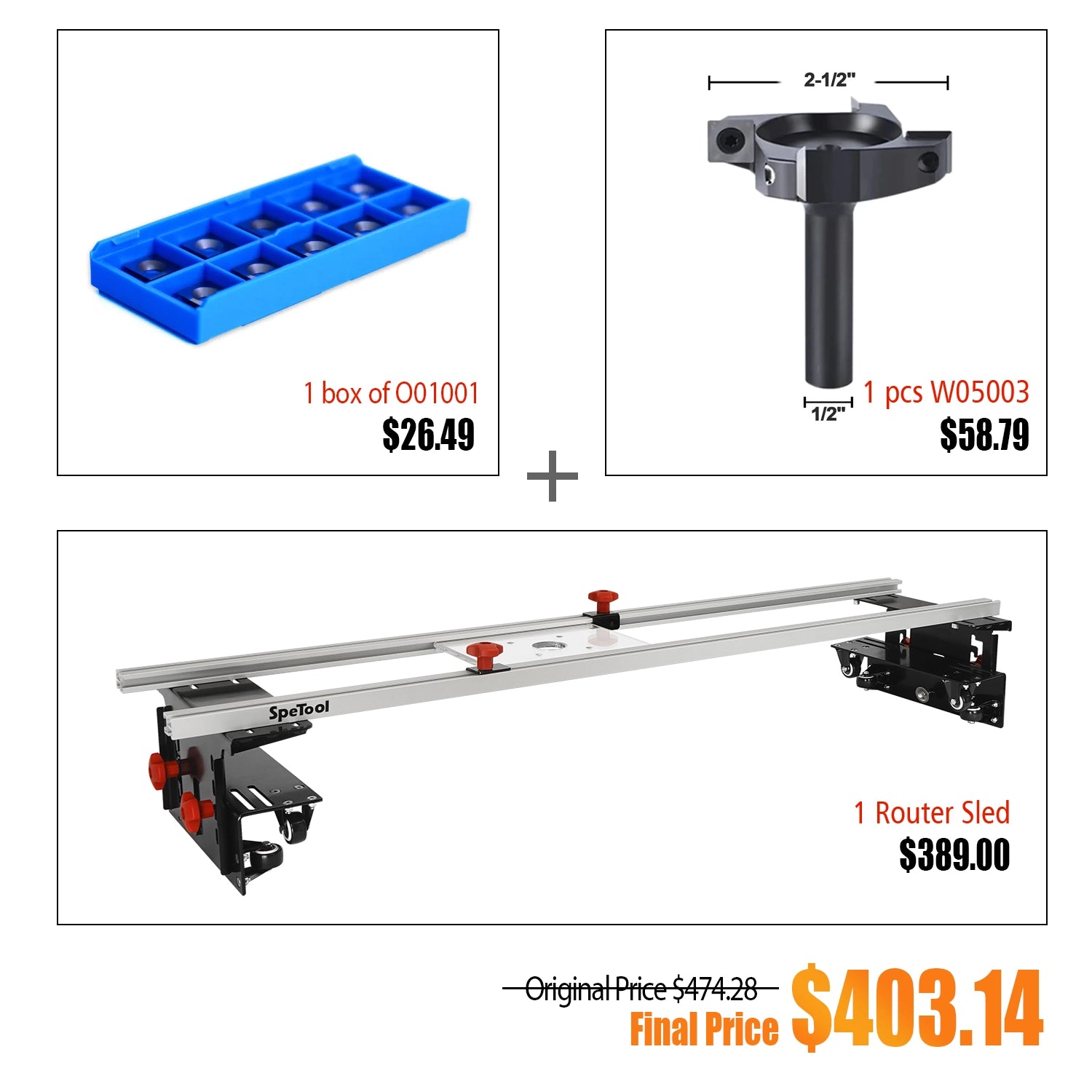 !!!【Pre-ordering】Bundle buying Save Up To $74 | SpeTool Cratos S01001 Machinist-Grade Router Sled & Spoilboard Surfacing Bits & Carbide Insert Kits - 0