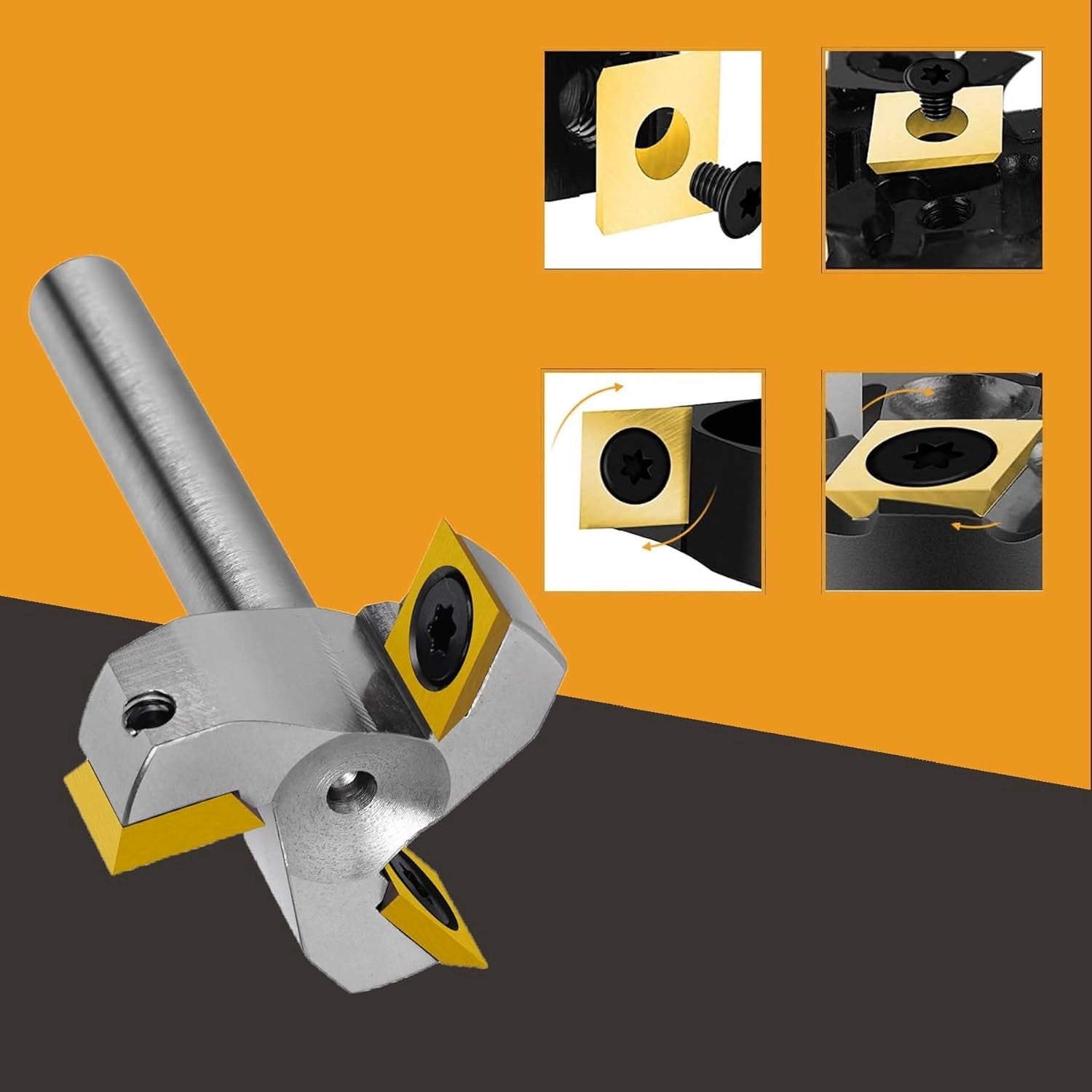 SpeTool EU W05005 Nickel-Plated ATS COATED CARBIDE INSERT 3 FLUTES SPOILBOARD 35MM DIA x 8MM SHANK ROUTER BIT