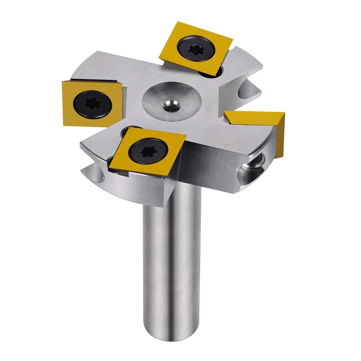 SpeTool EU W05007 Nickel-Plated ATS COATED CARBIDE INSERT 2+2 FLUTES SPOILBOARD 38.1MM DIA x 8MM SHANK ROUTER BIT