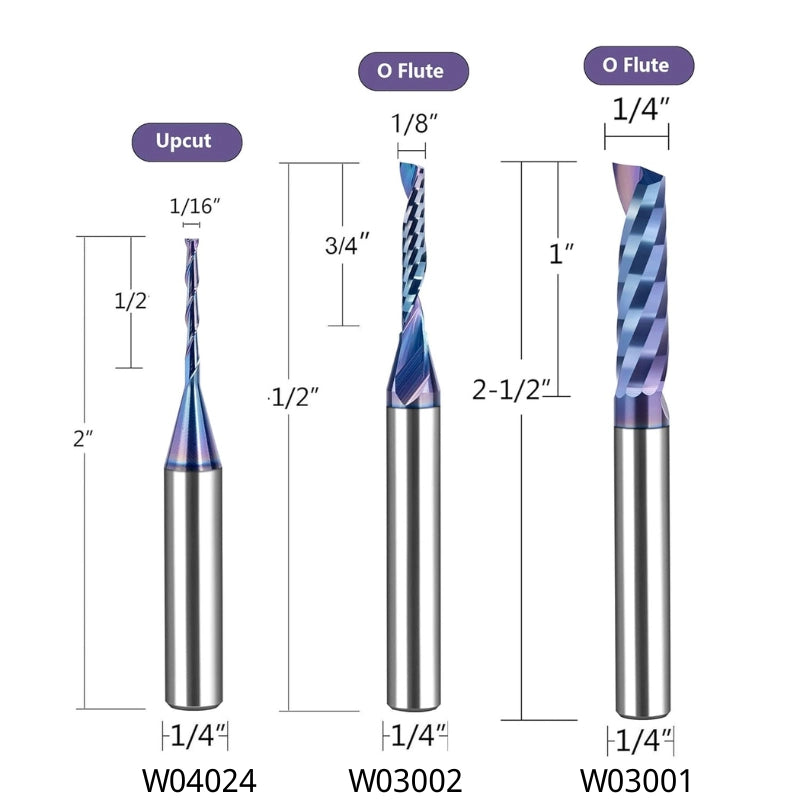 SpeTool WD-10 10-Piece CNC Router Bits Set, 1/4 Inch Shank, TAC Coated End Mills for Woodworking, Trimming, Engraving and Carving