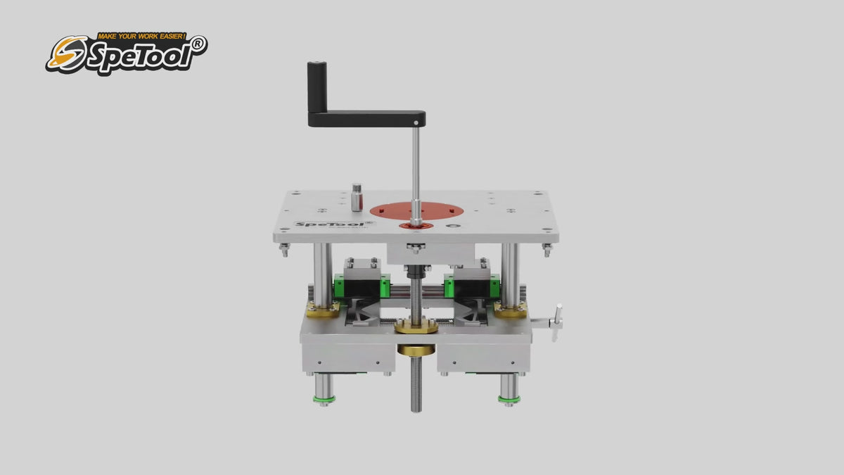 SpeTool CA P01004 Router Lift Pro Works with Bosch RA1181,Upgraded 0.001" Precision Micro-Adjust, Works with 1.25-3.25HP Routers,360° Mesh Clamping,Included Magnetic Router Table Insert Plate