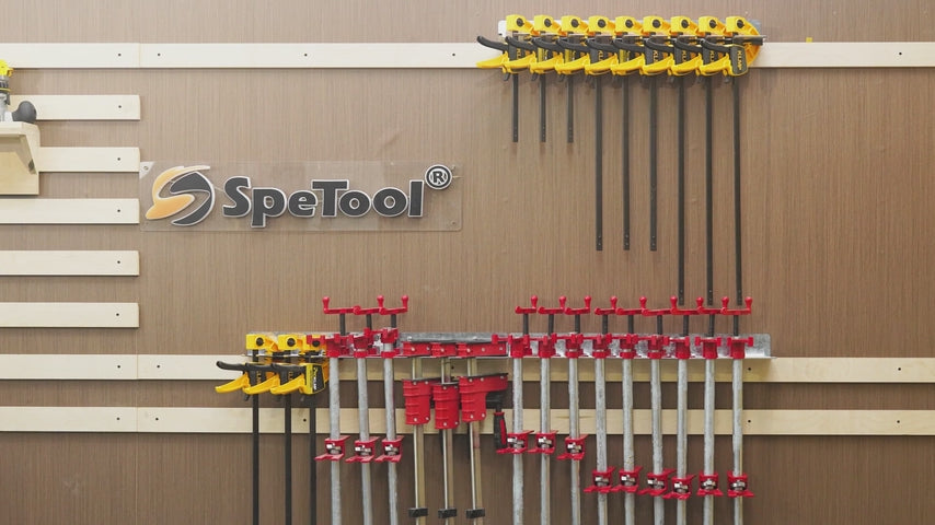 SpeTool O08001 Heavy-Duty 3-in-1 Wall Mount Clamp Rack Organizer | Holds Parallel, Pipe & F-Style Clamps | 200LBS Capacity | Space-Saving Garage & Workshop Storage