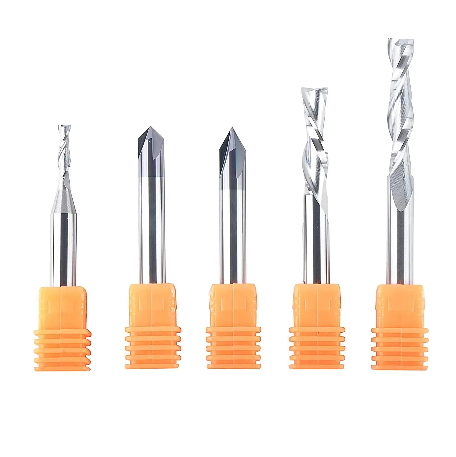 5 Pcs Router Bits Set  for Wood Profile V Groove Engrave with 14 Inch Shank
