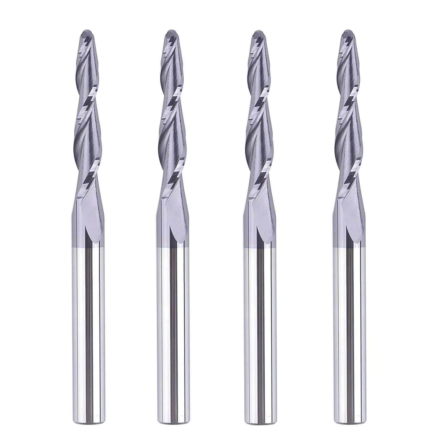 SpeTool CA W01017 CNC 2D and 3D Carving 2.2 Deg Tapered Angle Ball Nose 2.0mm Radius x 1/4" Shank x 1-1/4" Cutting Length x 3" Long 2 Flute SC TiAlN Coated Upcut Router Bit