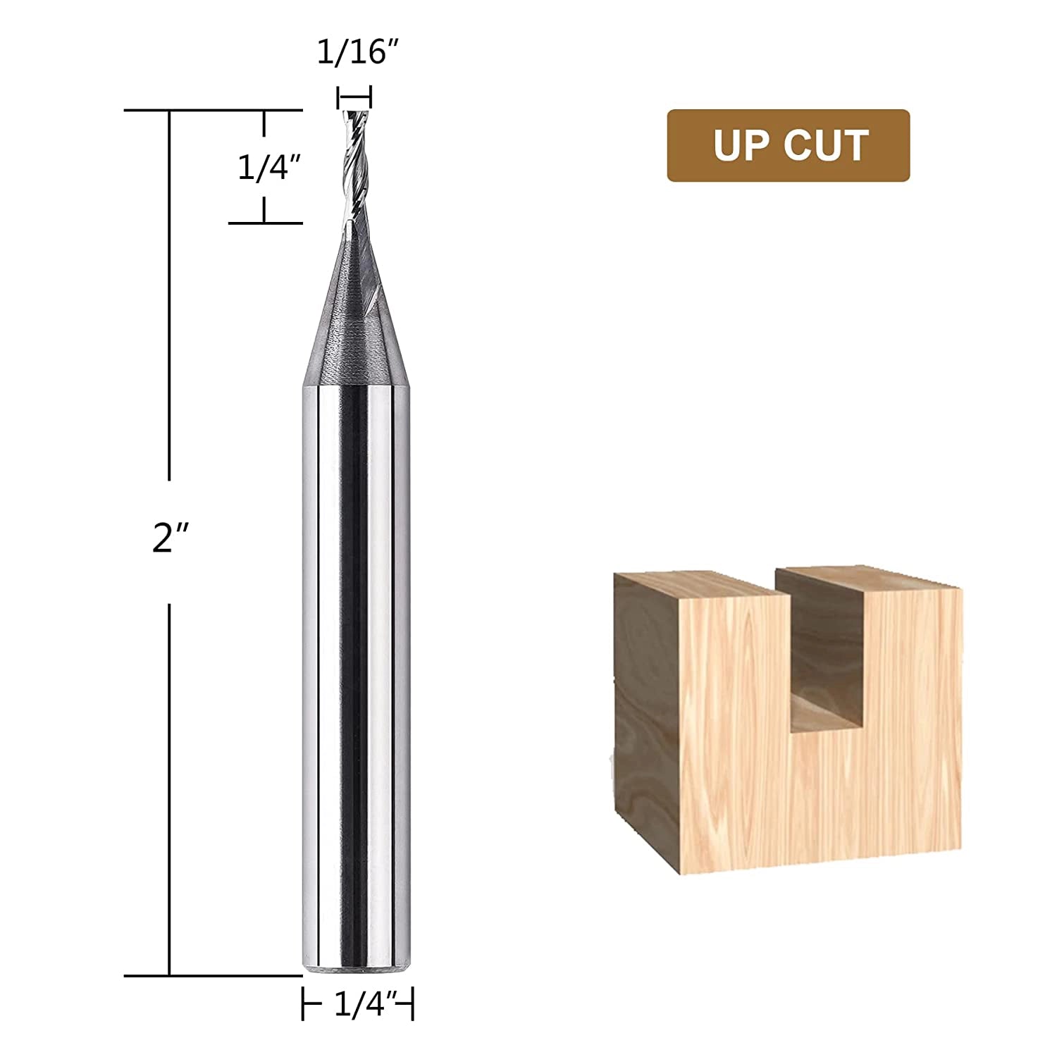 SpeTool 1 16D 1 4 SHK 1 4 Cut Length Woodworking Upcut Routr Bit