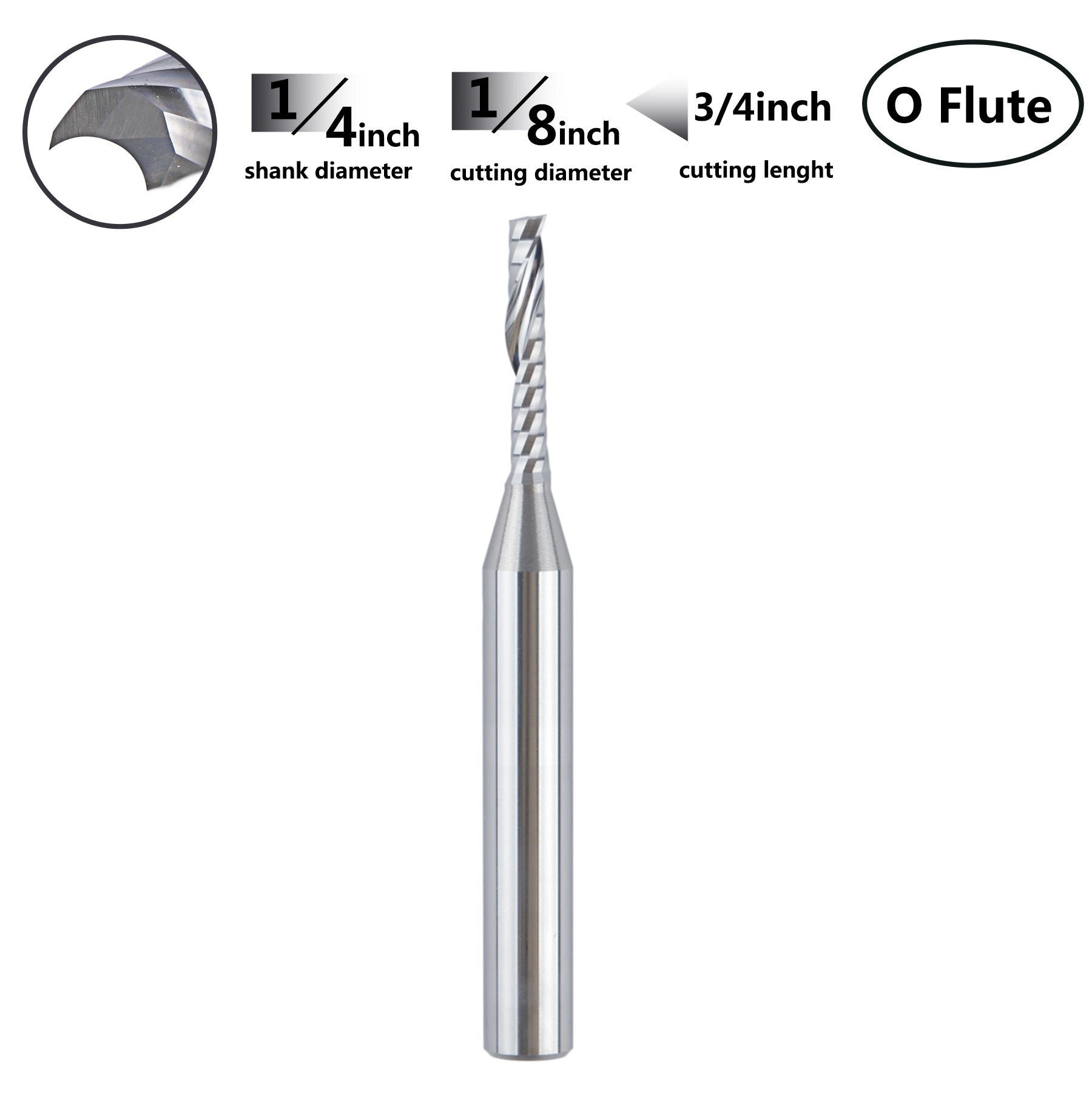 SpeTool 1/8 Spiral O Flute Plastic Cutting for Aluminum up cut router bit