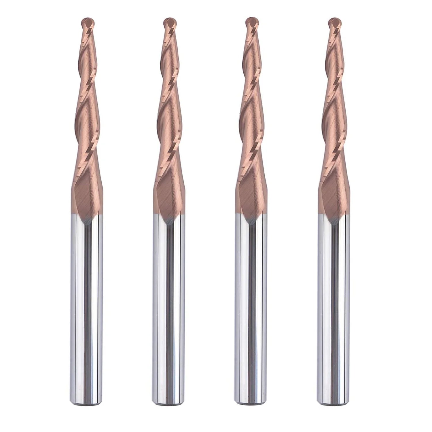 SpeTool CA W01013 CNC 2D and 3D Carving 3.02 Deg Tapered Angle Ball Nose 1.5mm Radius x 1/4" Shank x 1-1/4" Cutting Length x 3" Long 2 Flute SC H-Si Coated Upcut Router Bit