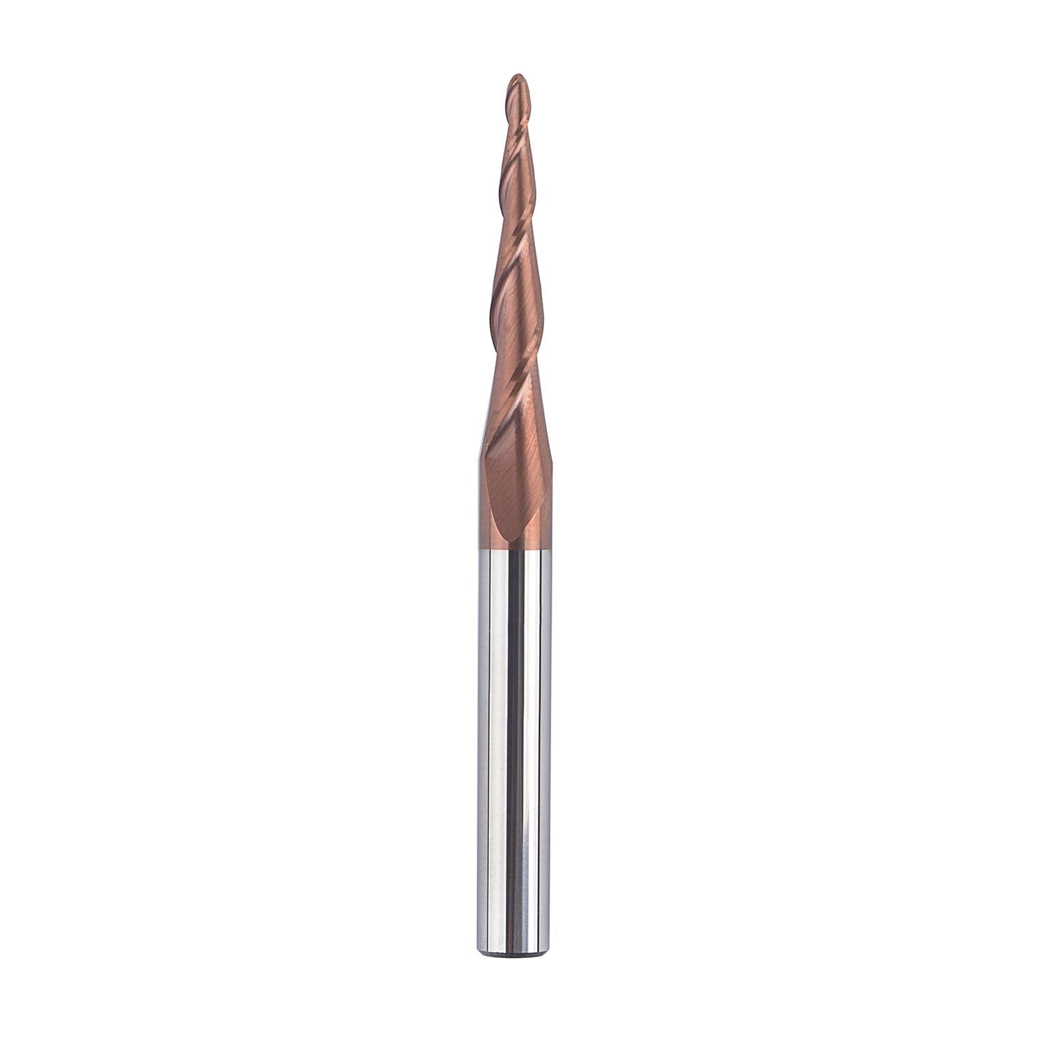 SpeTool 2D/3D Tapered Ball Nose 1.0mm Radius End Mill H-Si Coated