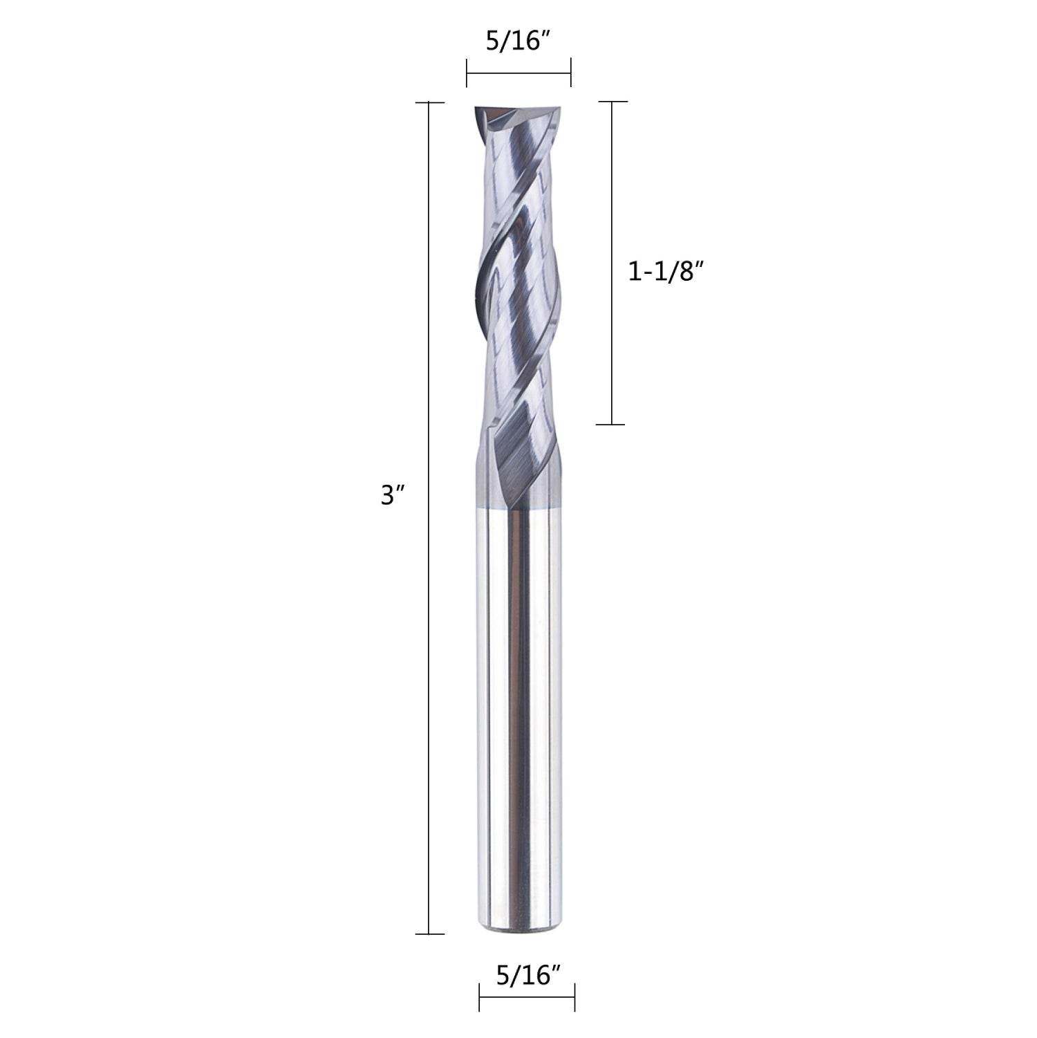 SpeTool 2 Flute 5/16" Dia 3" Extra Long Carbide TiAlN Coated End Mill