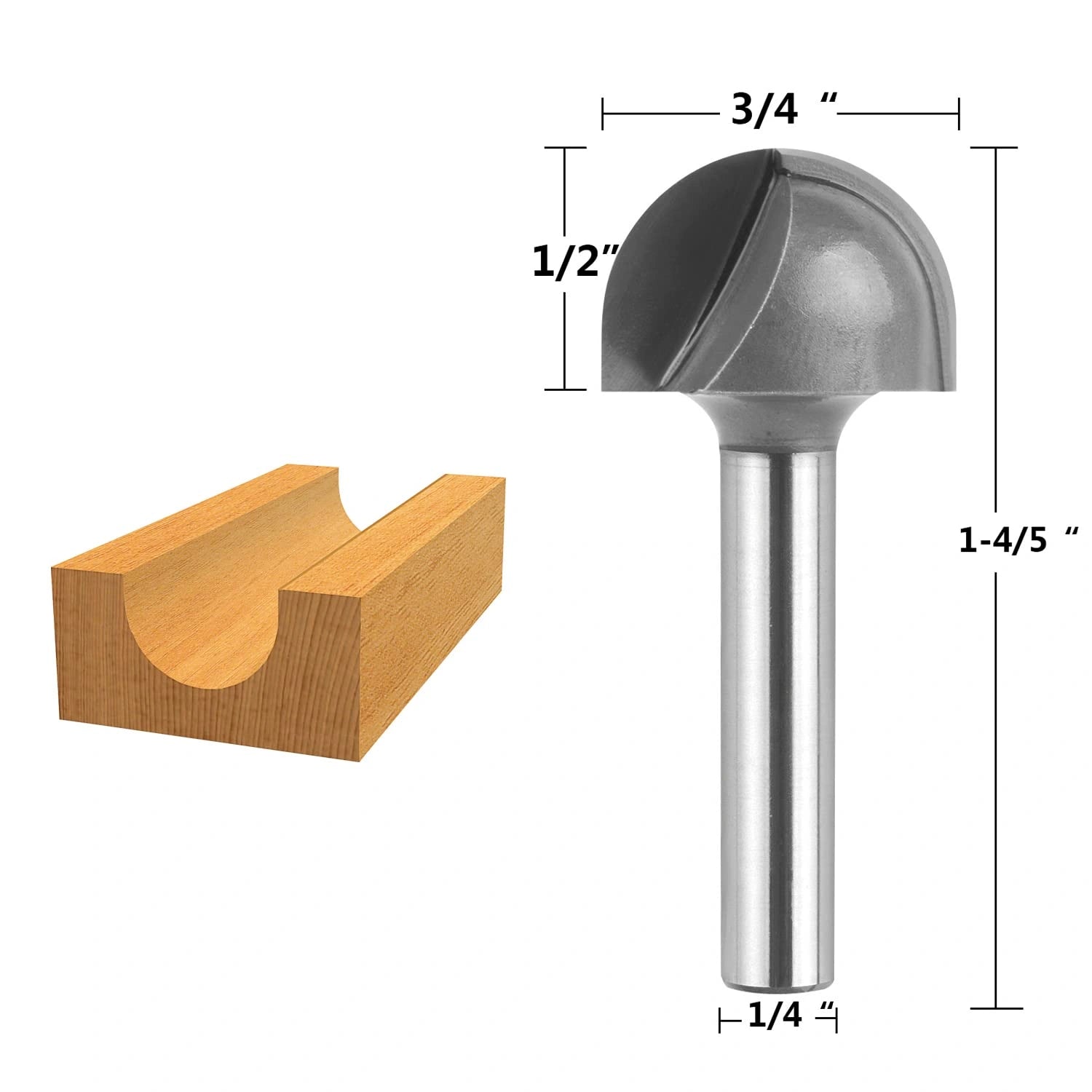SpeTool 2 Flute Cove Box Router Bit 3/4 Round Nose Router Edge Guide
