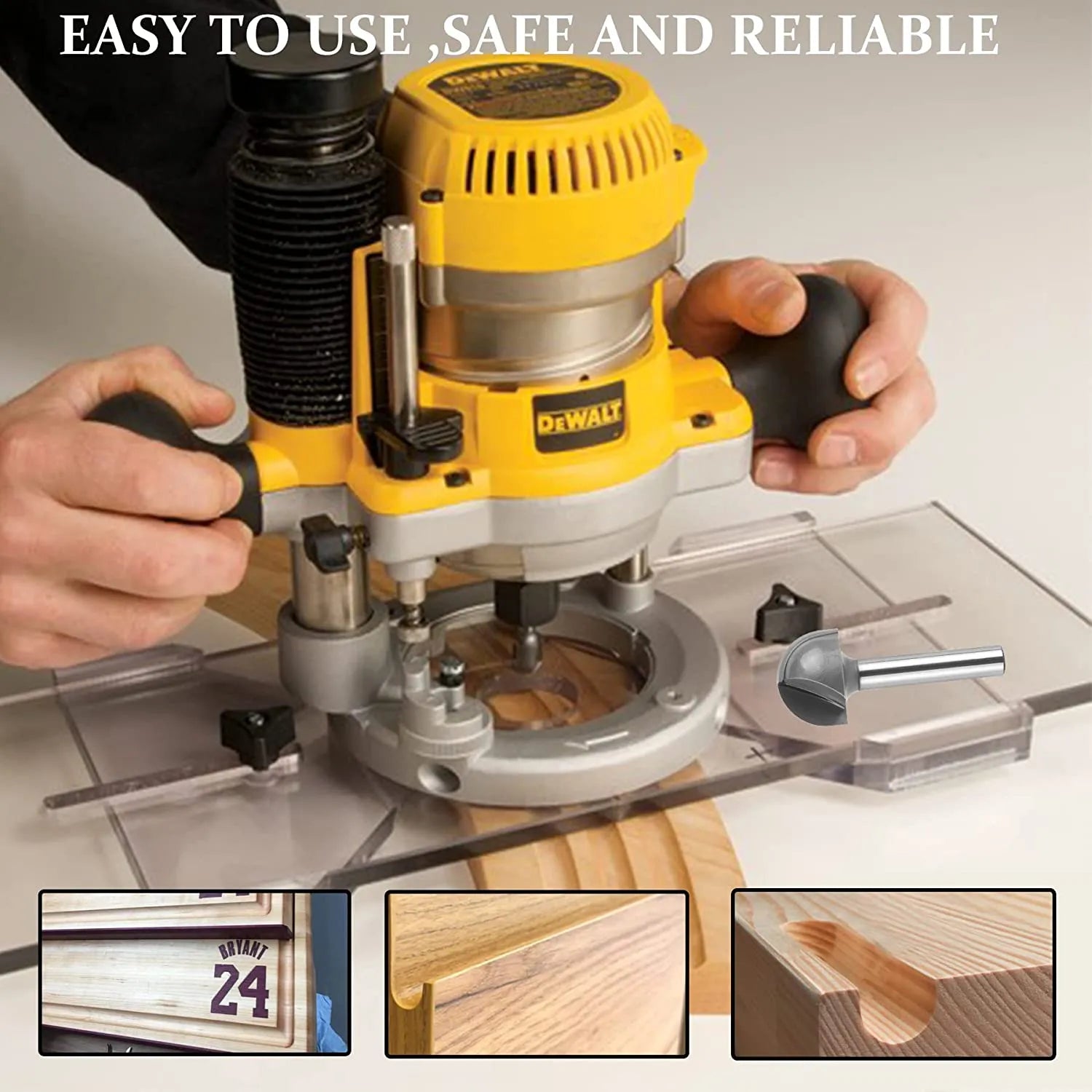 SpeTool 2 Flute Cove Box Router Bit 3/4 Round Nose Router Edge Guide