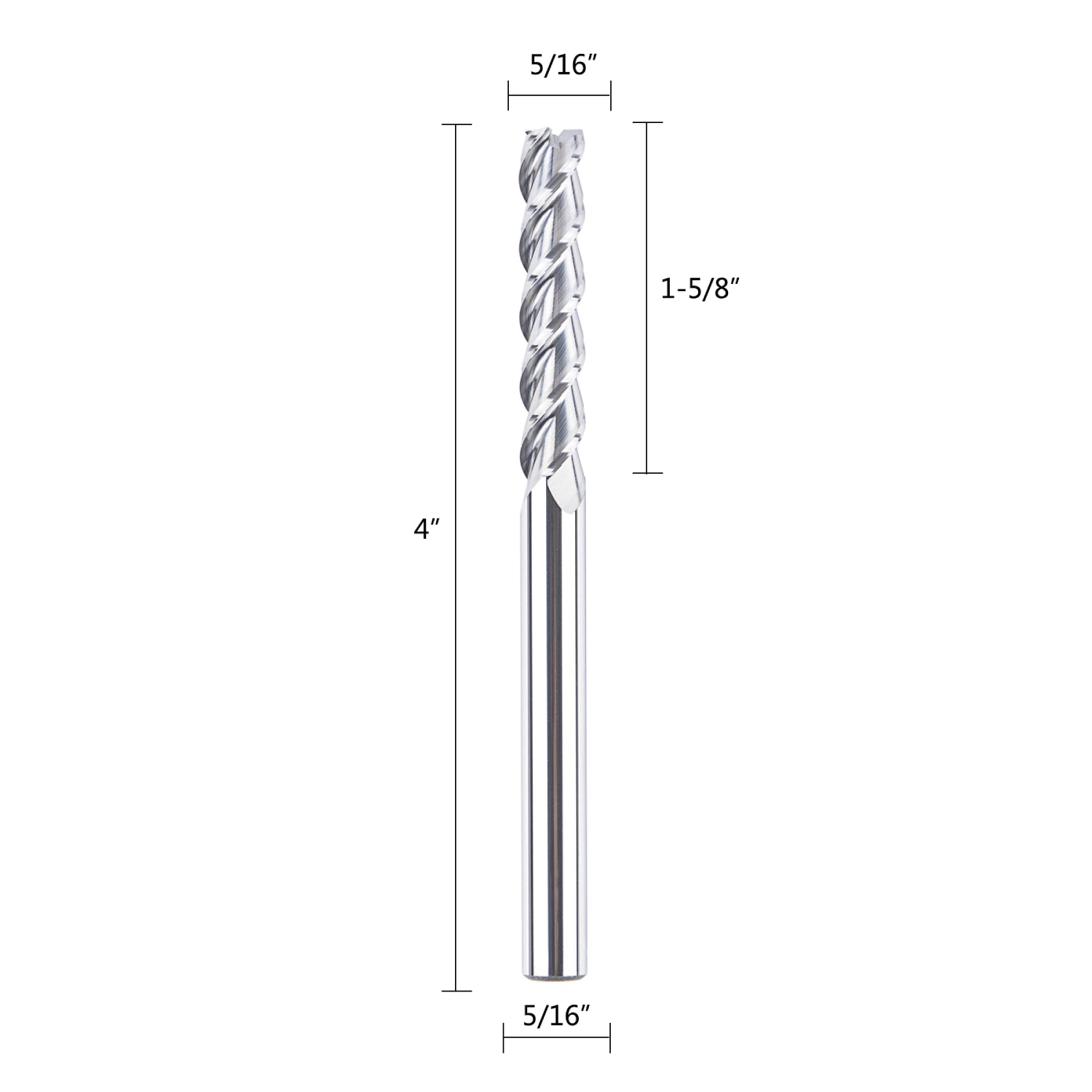 SpeTool 3 Flute 5/16" Dia End Mill For Aluminum 4" Extra Long Router Bit