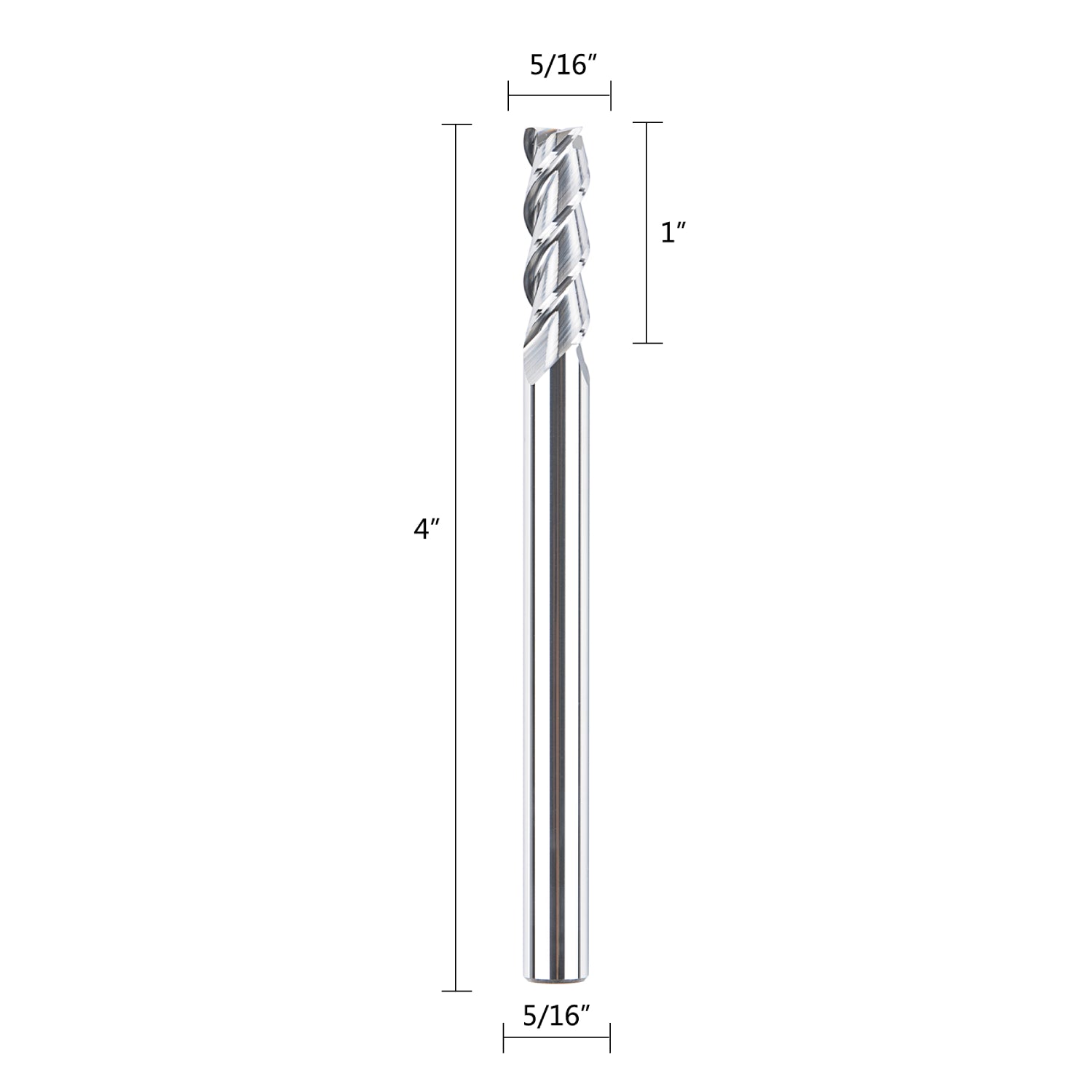 SpeTool 3 Flutes 5/16" Dia End Mill For Aluminum Cut 4" Extra Long Bit
