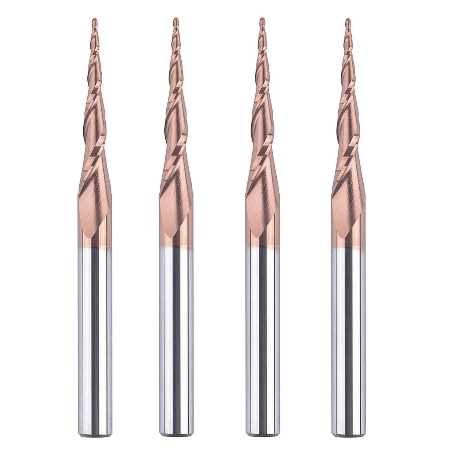 SpeTool W01007 CNC 2D and 3D Carving 4.82 Deg Tapered Angle Ball Nose 0.5mm Radius x 1/4" Shank x 1-1/4" Cutting Length x 3" Long 2 Flute SC H-Si Coated Upcut Router Bit
