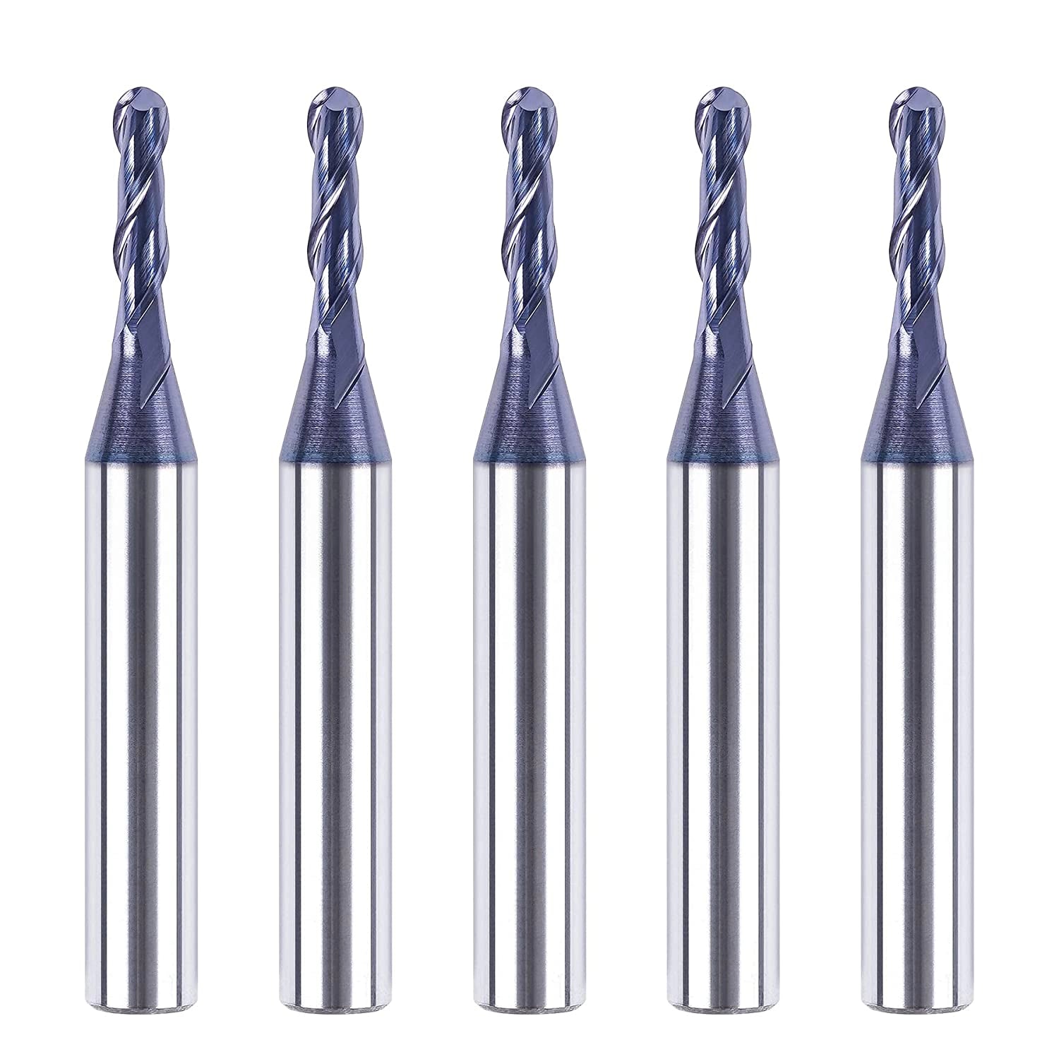 5-Pack Findbig Solid Carbide Roughing End Mills – 1/2 X 1-1/4 X 3, 4 Flute, ALCrSiN Coated, 35° Helix