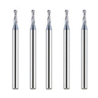 SpeTool 5Pcs 2 Flute 1/16" Dia x 1/8" SHK Carbide Ball Nose CNC End Mill