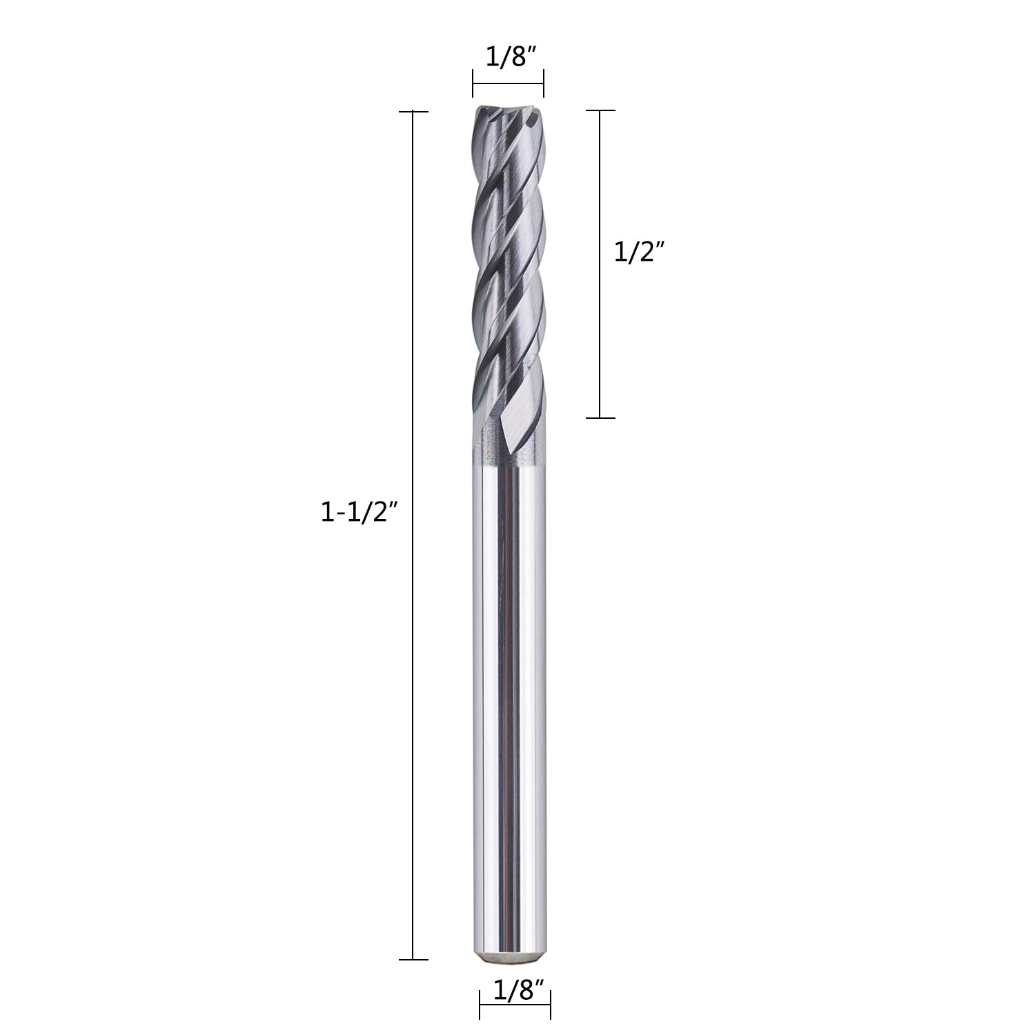 SpeTool 5Pcs 4 Flutes 1/8" Dia Carbide Flat Top End Mill CNC Cutter Tool 
