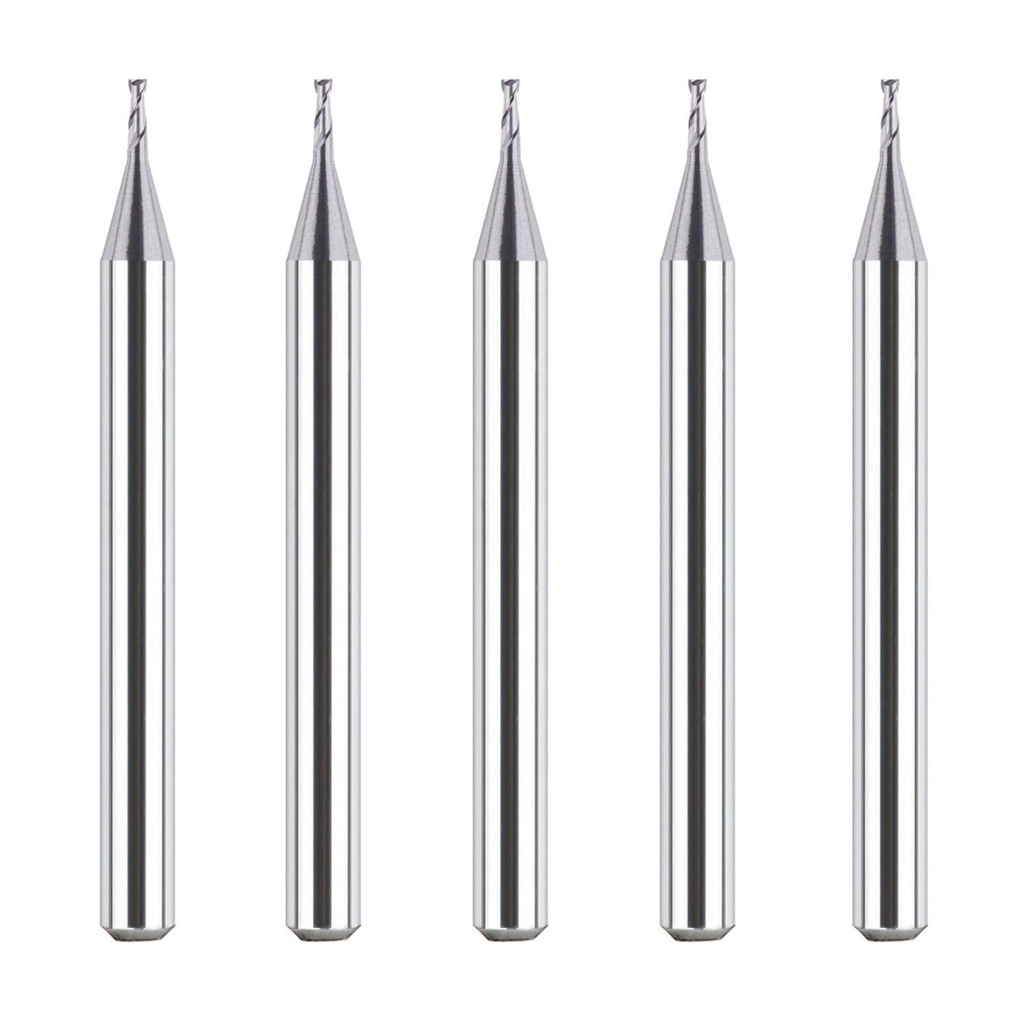SpeTool 5Pcs/Set Flat Nose 2 Flute 1/32" Dia Carbide End Mill For Steel Maching