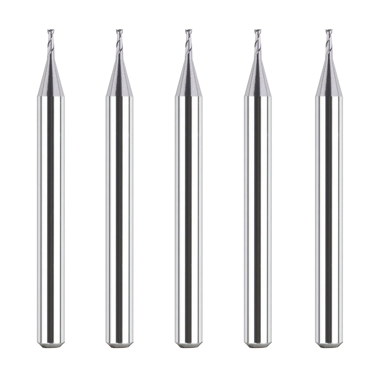 SpeTool 5Pcs/Set Flat Nose 2 Flute 1/32" Dia Carbide End Mill For Steel Maching