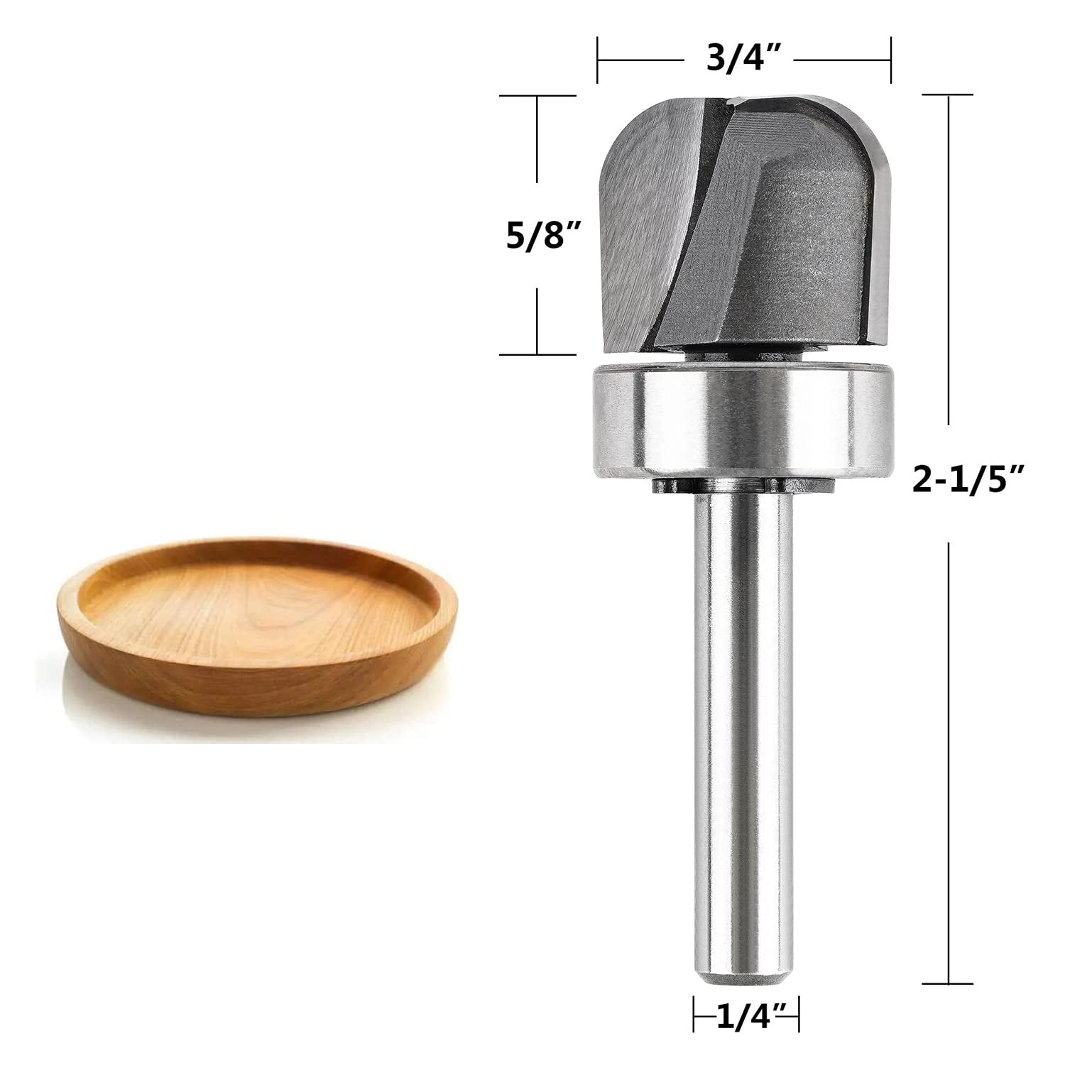 SpeTool Bowl Tray Template 3/4 Dia 1/4 Shank Carbide Tipped Router Bit SpeTool Bowl Tray Template 3/4 Dia 1/4 Shank Carbide Tipped Router Bit