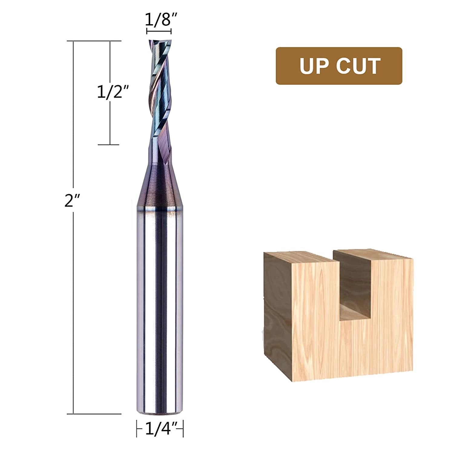SpeTool Extra Tool Life Coated 1/8 Dia 1/4 Shank Up Cut Router Bit