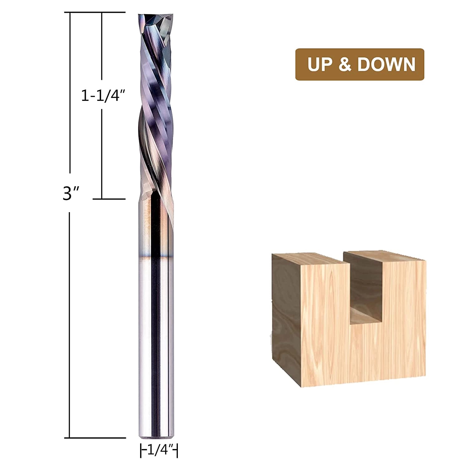 SpeTool Compression 1/4" SHK Router Bit 3" Extra Long SPE-X Coated