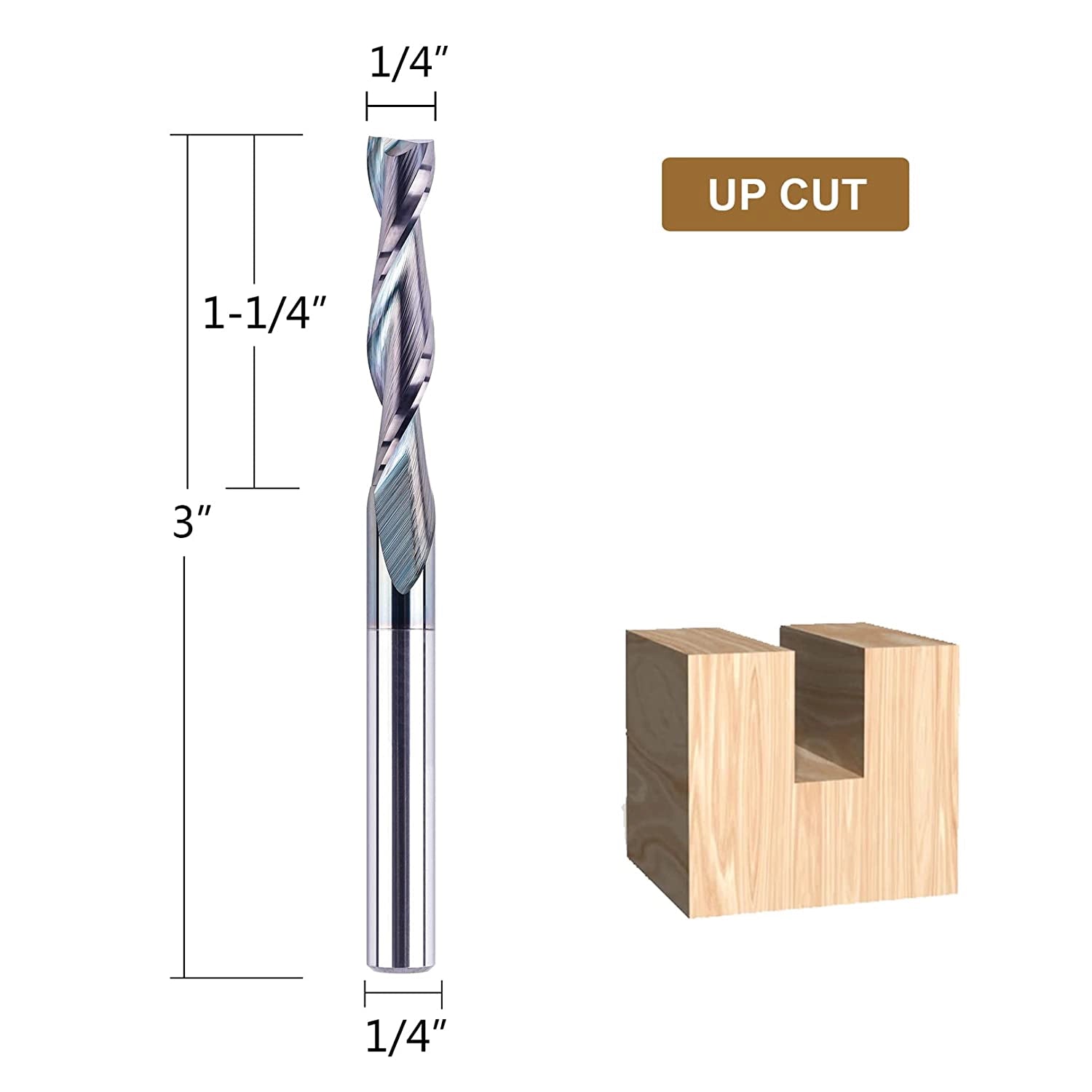 SpeTool SPE-X Carbide 1/4 Dia Up Cut 3 Inch Extra Long CNC Router Bit