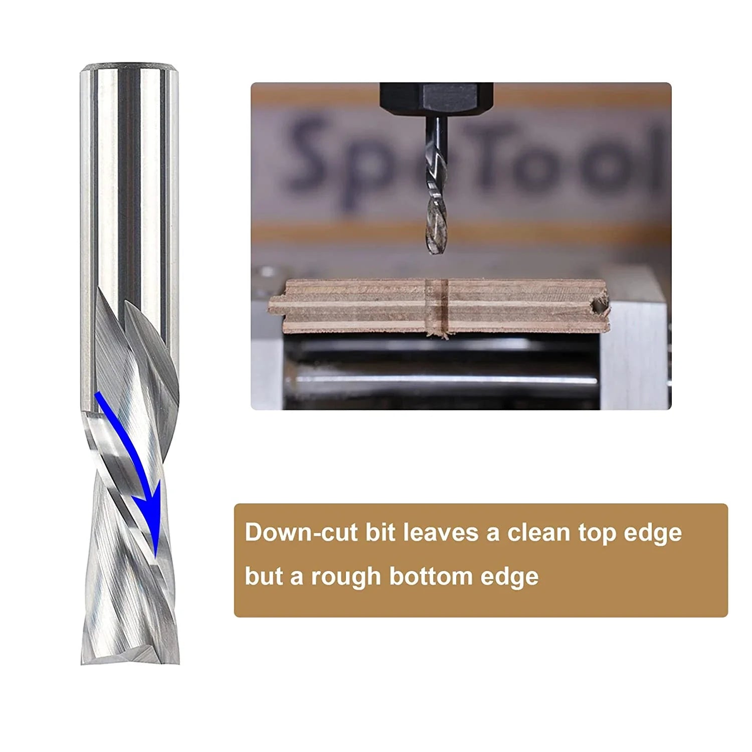 SpeTool Spiral Down cut Router Bit 1/2" Dia x 3" Extra Long End Mill