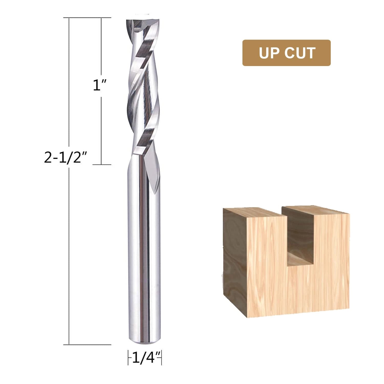 SpeTool 1/4 Diam Spiral SC Router Bits Up Cut End Mill for Woodworking