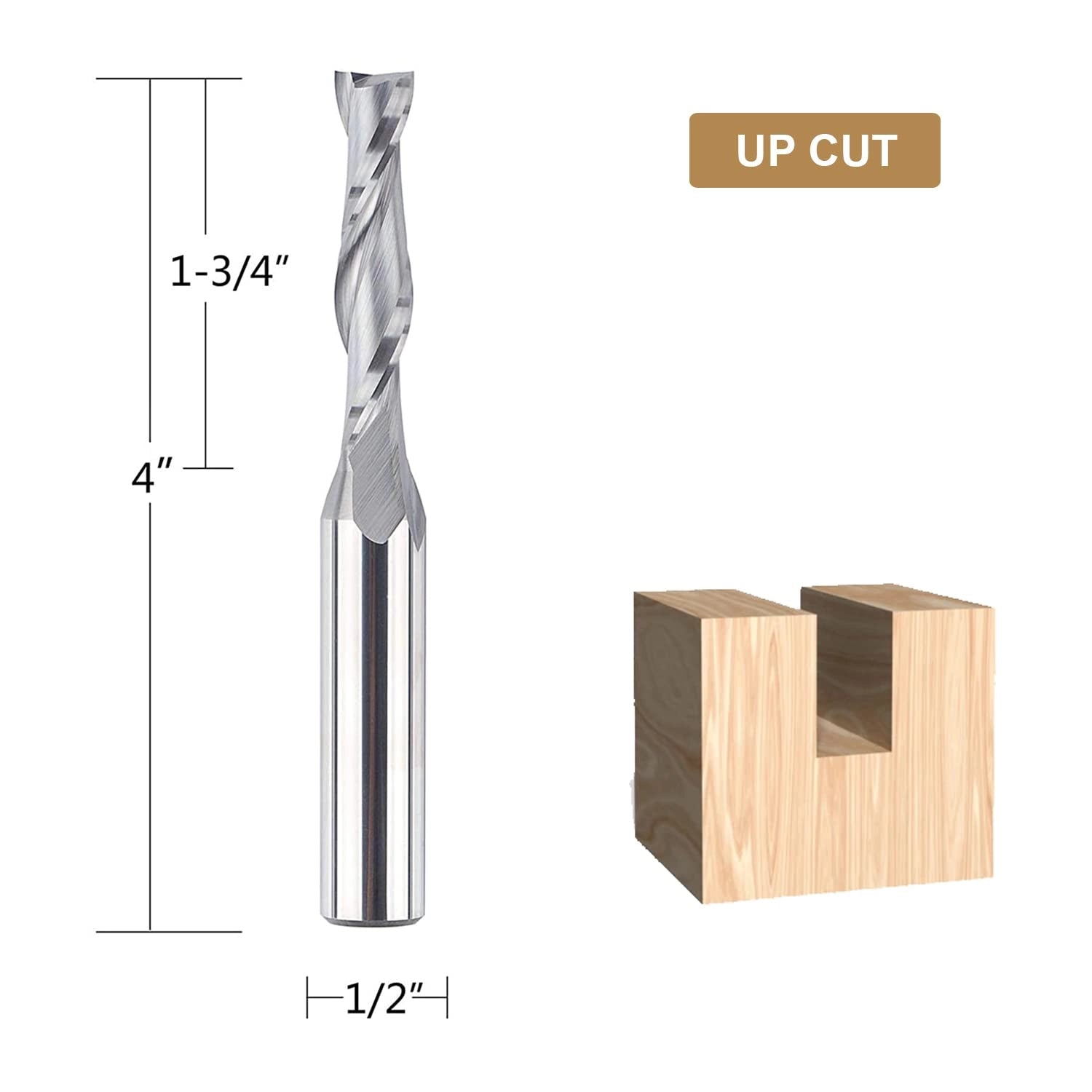 SpeTool Spiral Upcut Router Bit 3/8" Dia 4" Extra Long For Woodworking