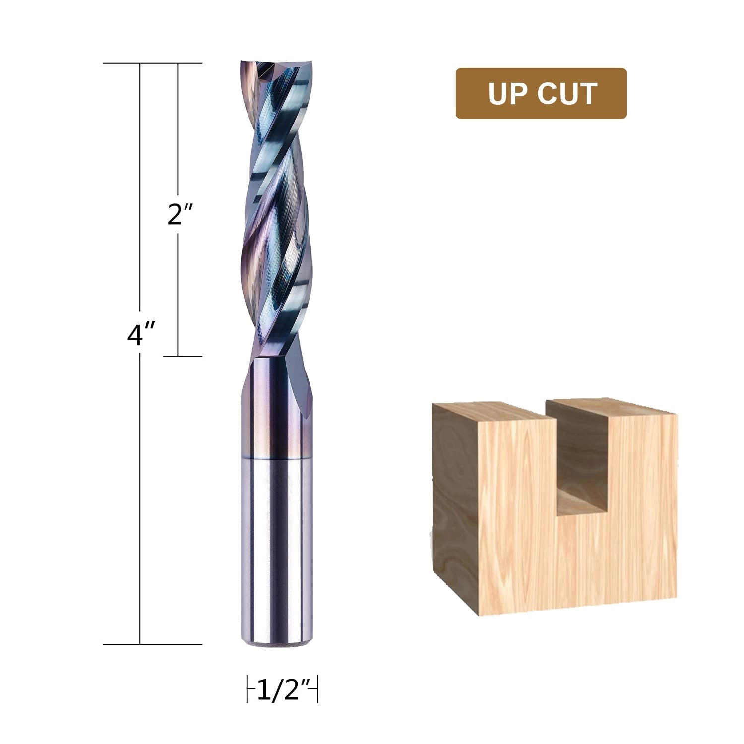 SpeTool Up Cut 1/2 Dia 4 inch Extra Long Life Coated CNC Router Bit