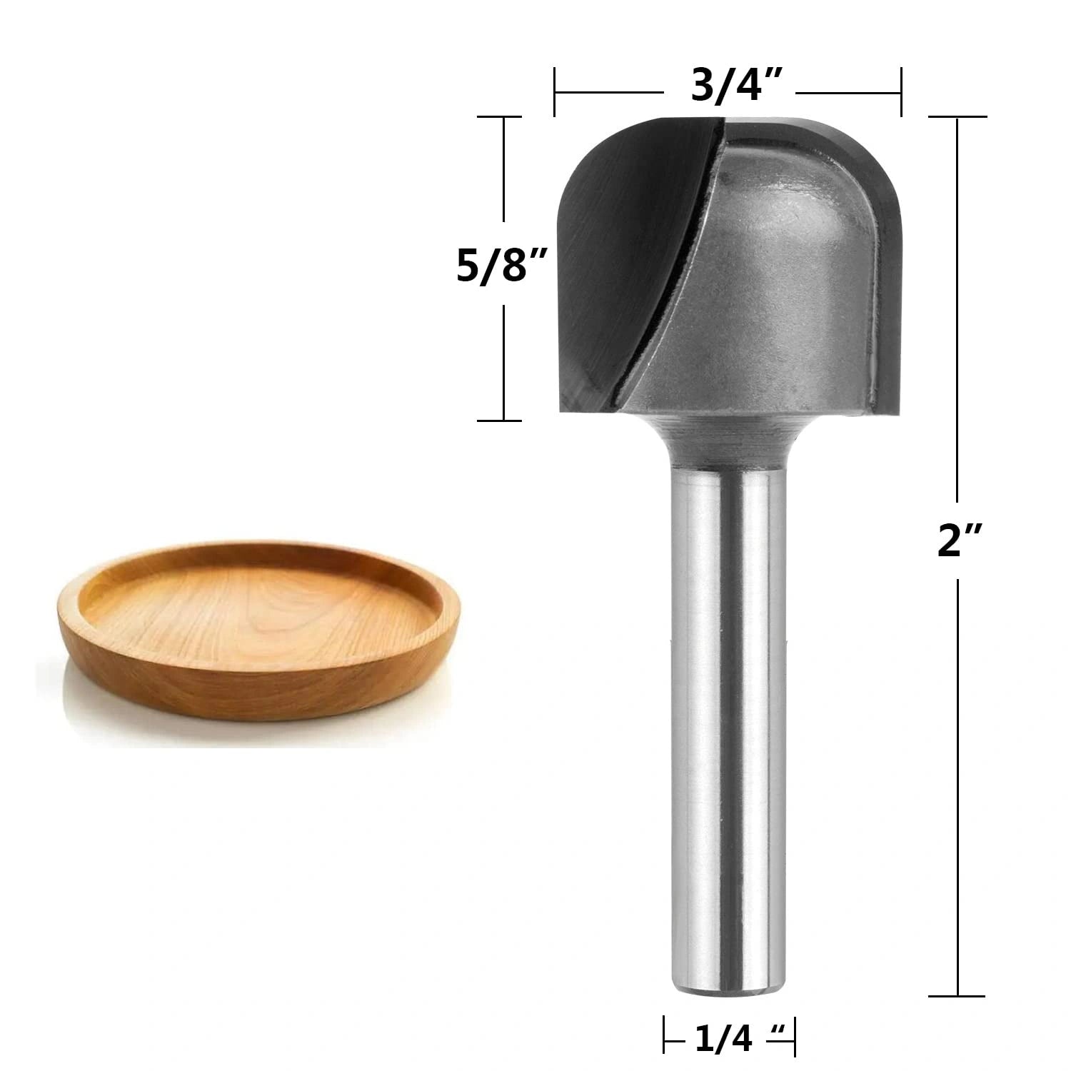 1/4" SH Bowl & Tray Router Bit 3/4 Dia 2 Flute Woodwork Milling SpeTool